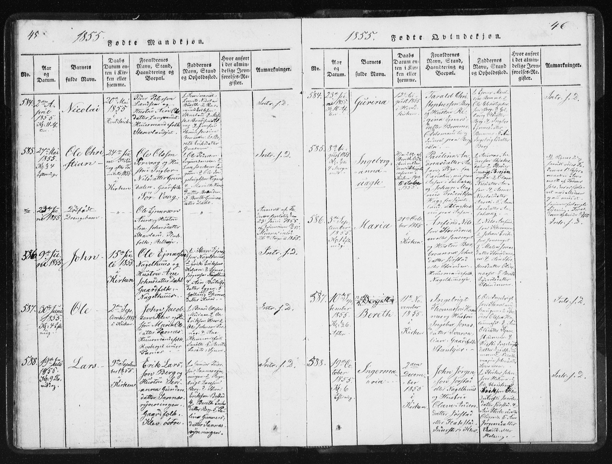 Ministerialprotokoller, klokkerbøker og fødselsregistre - Nord-Trøndelag, SAT/A-1458/749/L0471: Parish register (official) no. 749A05, 1847-1856, p. 45-46