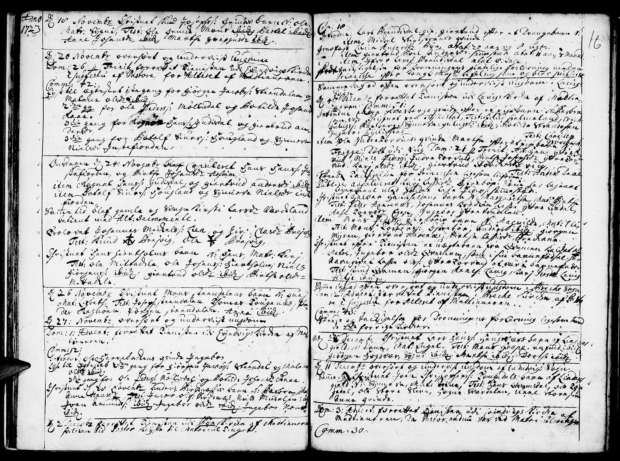 Gulen sokneprestembete, AV/SAB-A-80201/H/Haa/Haaa/L0008: Parish register (official) no. A 8, 1723-1728, p. 16