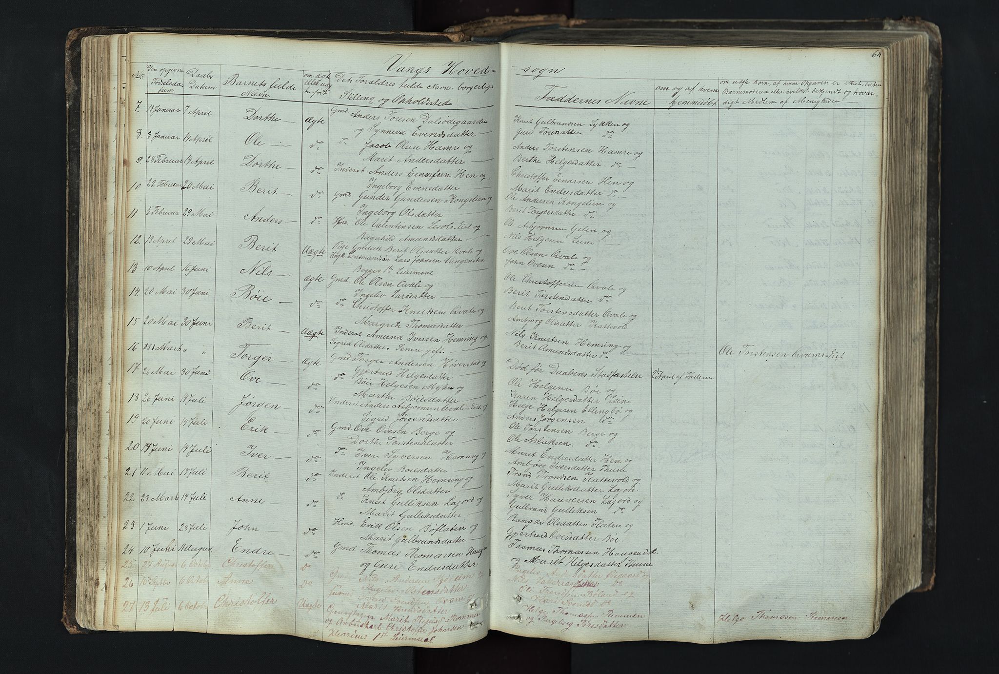 Vang prestekontor, Valdres, SAH/PREST-140/H/Hb/L0004: Parish register (copy) no. 4, 1835-1892, p. 64