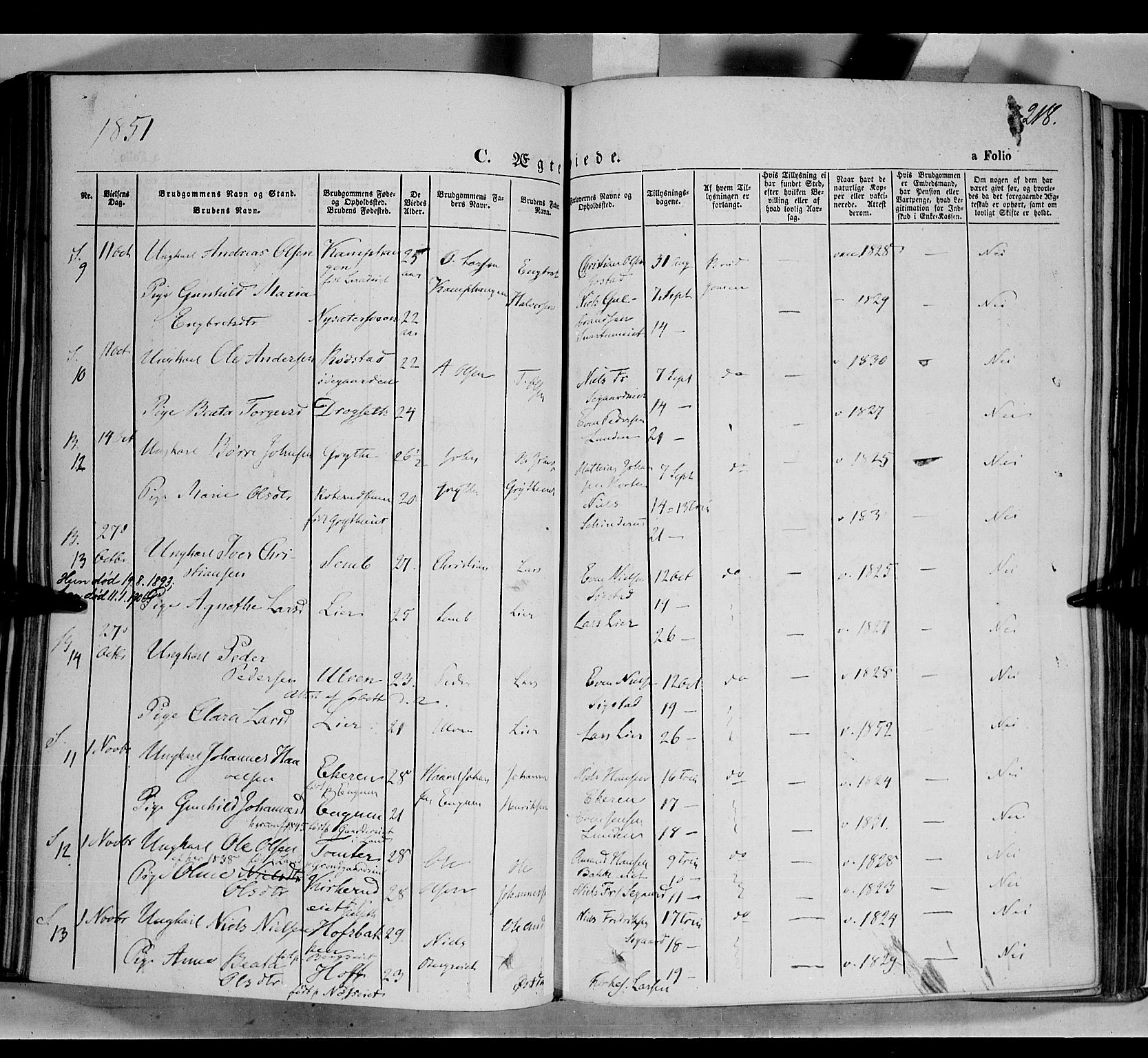 Biri prestekontor, AV/SAH-PREST-096/H/Ha/Haa/L0005: Parish register (official) no. 5, 1843-1854, p. 218