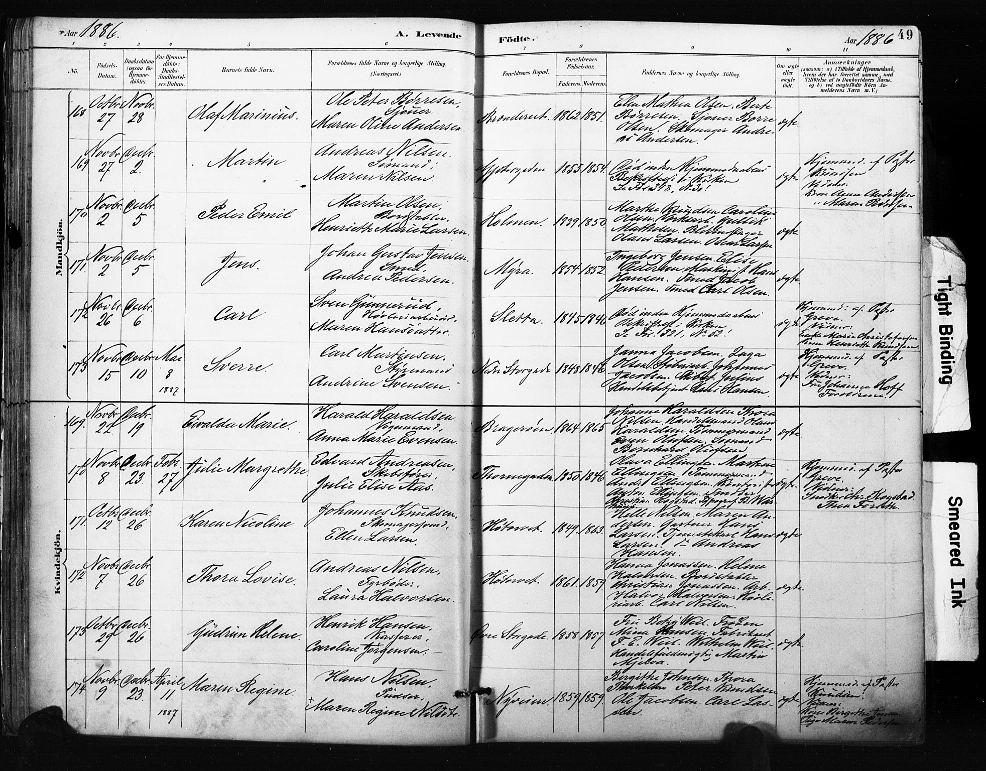 Bragernes kirkebøker, AV/SAKO-A-6/F/Fb/L0007: Parish register (official) no. II 7, 1885-1893, p. 49