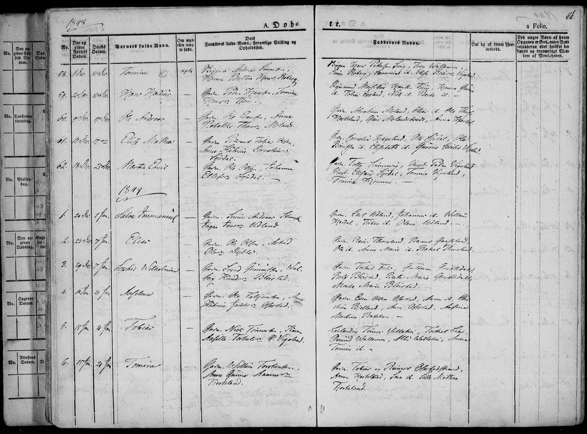 Sør-Audnedal sokneprestkontor, SAK/1111-0039/F/Fa/Fab/L0006: Parish register (official) no. A 6, 1829-1855, p. 86