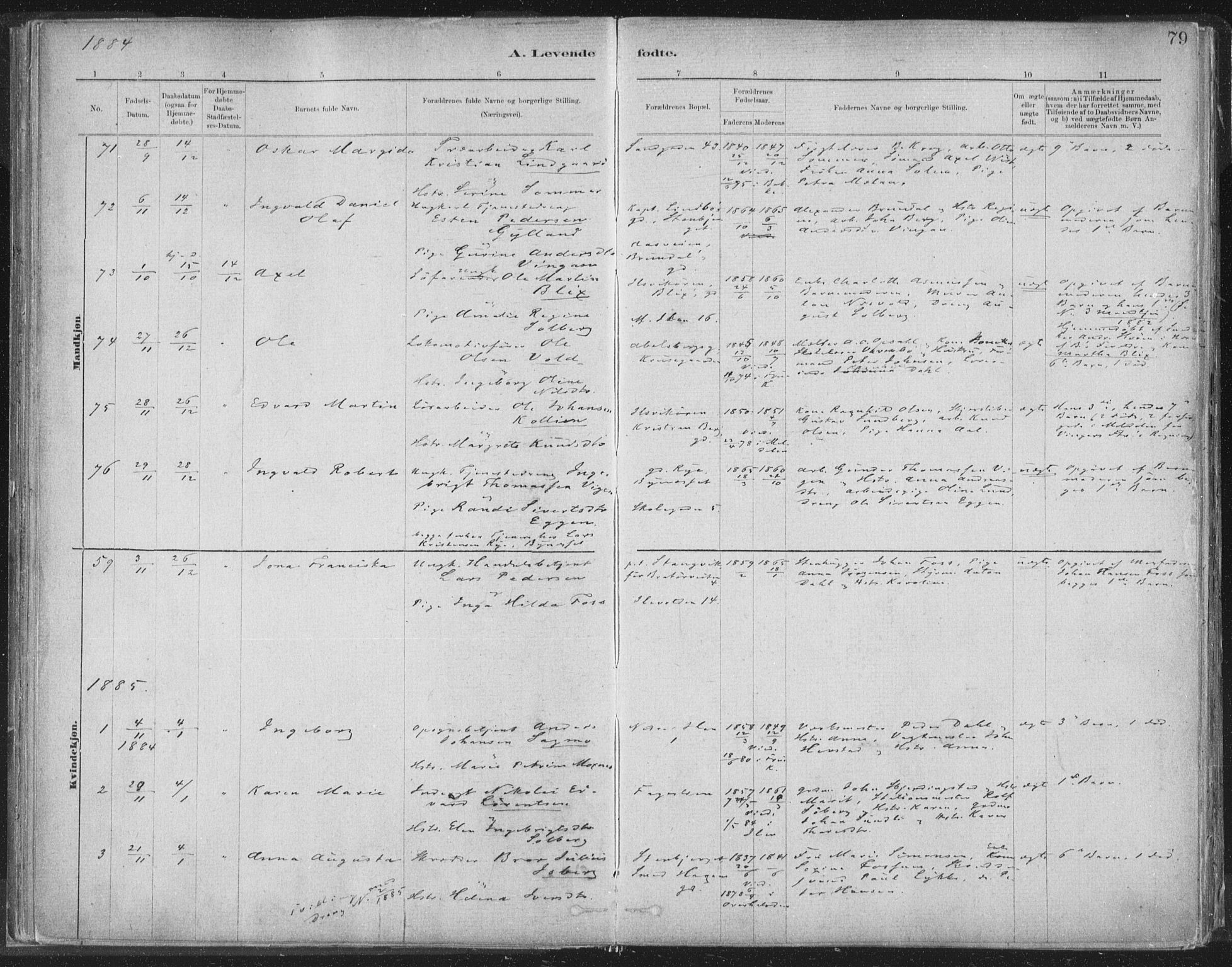 Ministerialprotokoller, klokkerbøker og fødselsregistre - Sør-Trøndelag, AV/SAT-A-1456/603/L0162: Parish register (official) no. 603A01, 1879-1895, p. 79