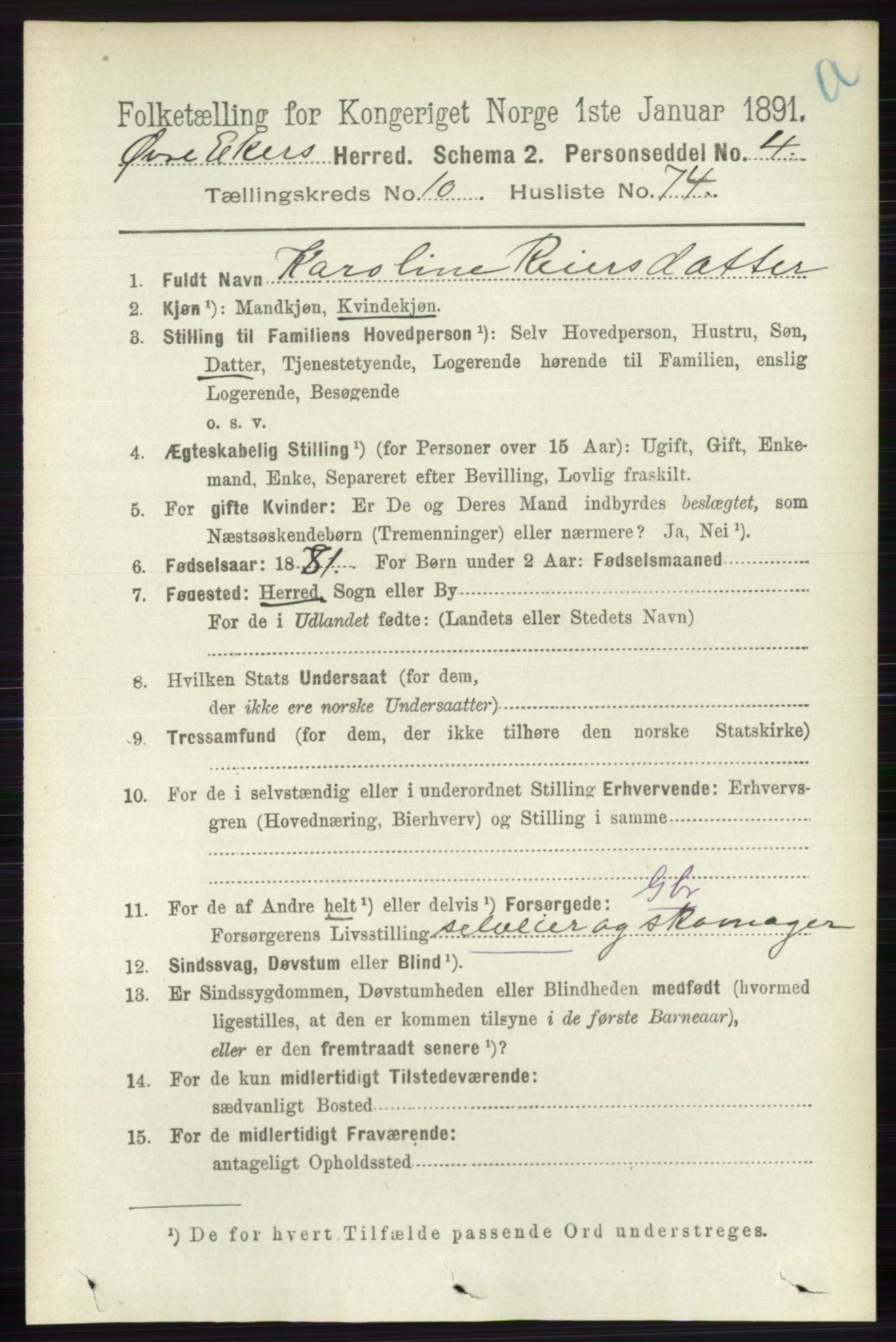 RA, 1891 census for 0624 Øvre Eiker, 1891, p. 4419