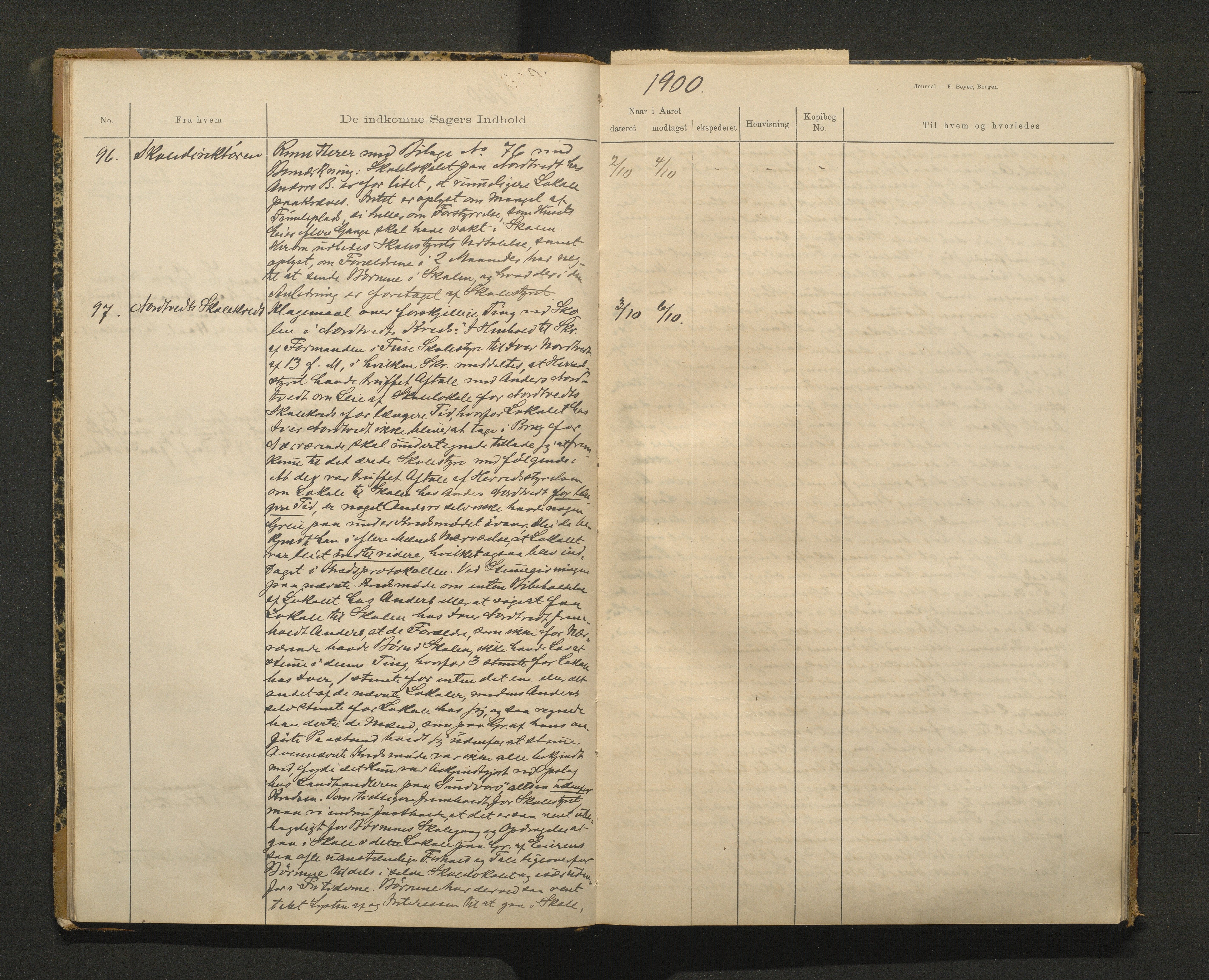 Fusa kommune. Skulestyret, IKAH/1241-211/C/Cb/L0001: Postjournal for Fusa skulestyre , 1900-1911
