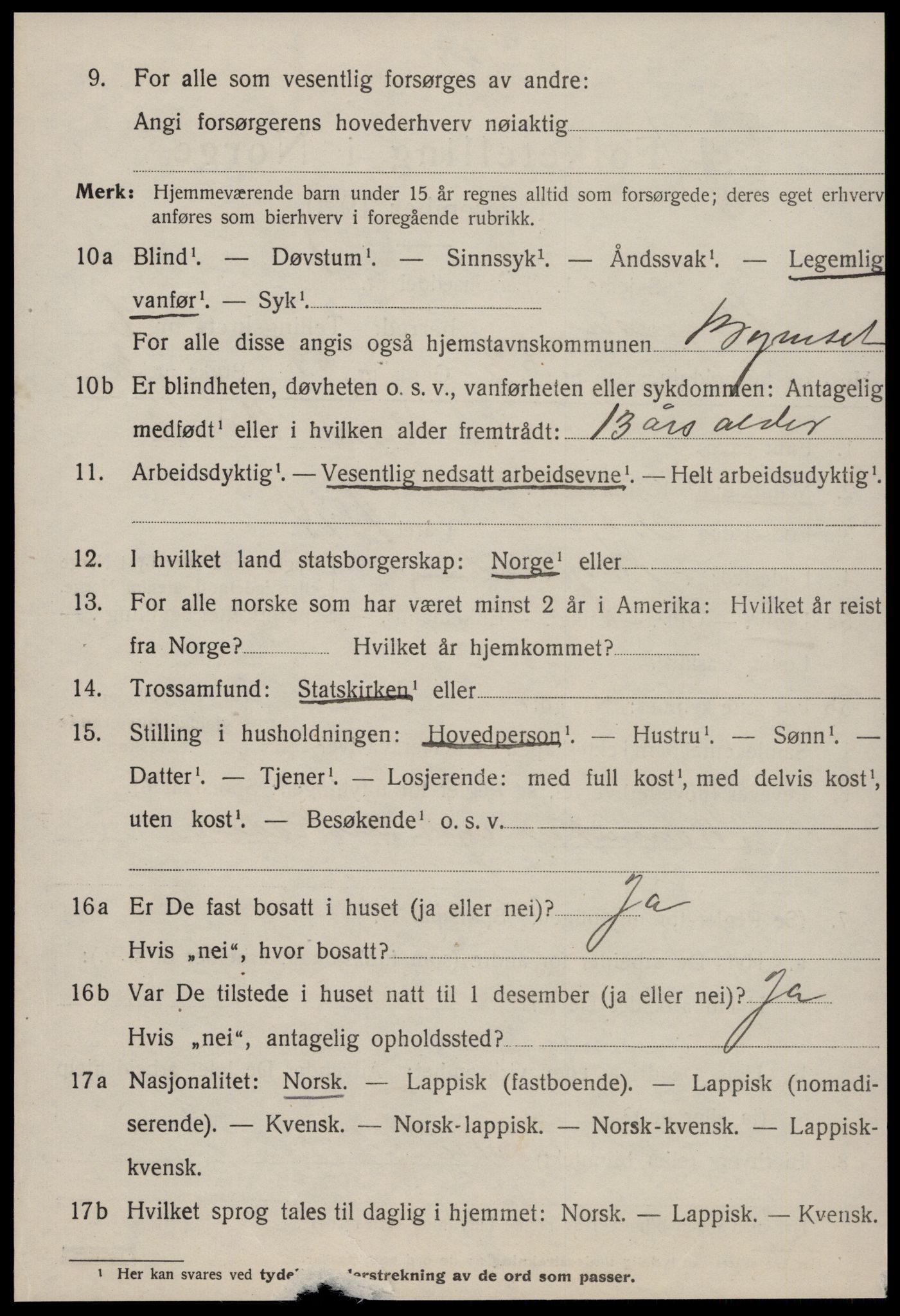 SAT, 1920 census for Byneset, 1920, p. 3461