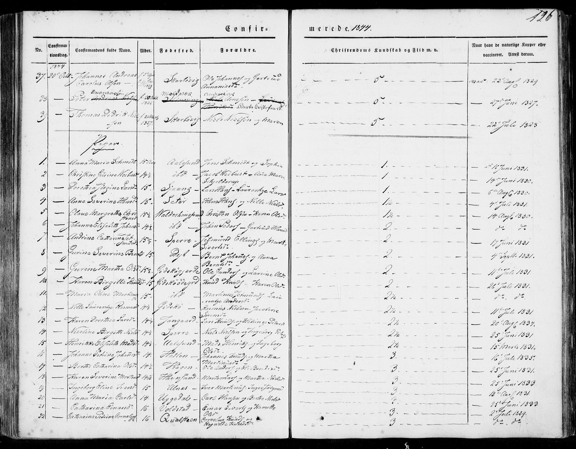 Ministerialprotokoller, klokkerbøker og fødselsregistre - Møre og Romsdal, SAT/A-1454/528/L0396: Parish register (official) no. 528A07, 1839-1847, p. 126