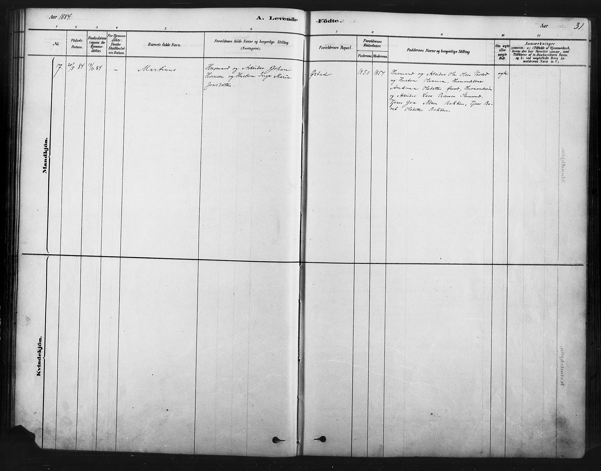 Åmot prestekontor, Hedmark, AV/SAH-PREST-056/H/Ha/Haa/L0012: Parish register (official) no. 12, 1878-1901, p. 31