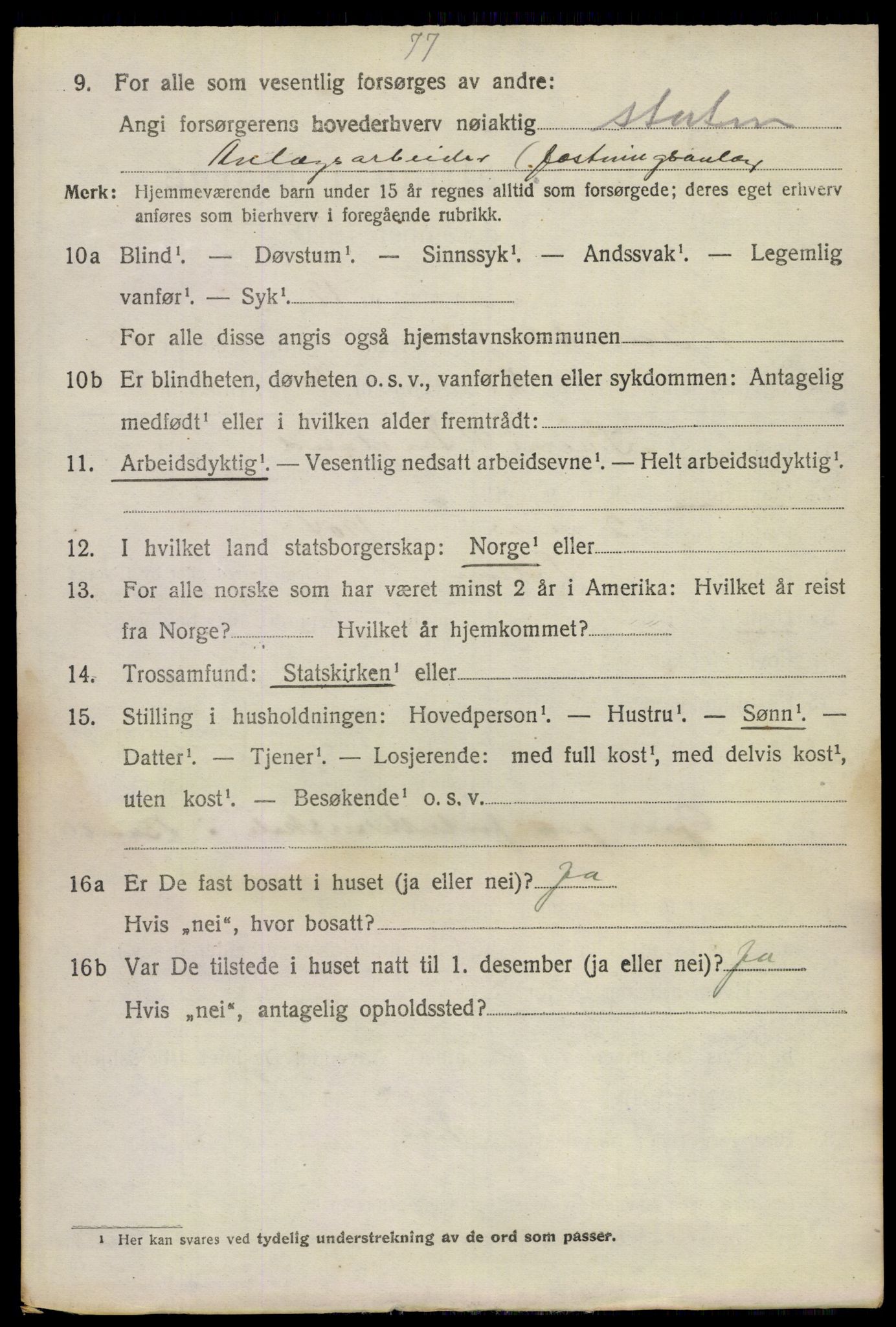 SAKO, 1920 census for Bamble, 1920, p. 9858