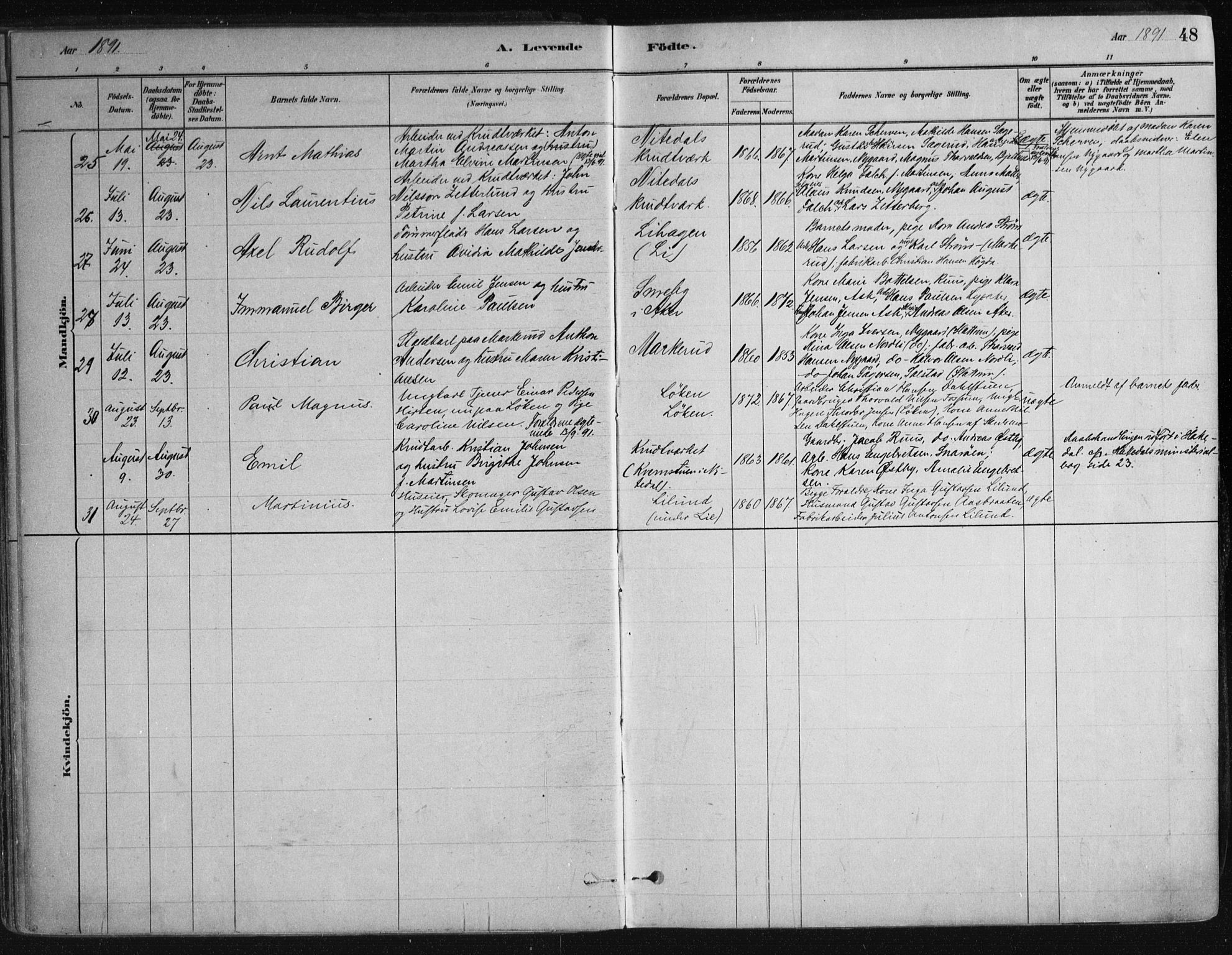Nittedal prestekontor Kirkebøker, SAO/A-10365a/F/Fa/L0007: Parish register (official) no. I 7, 1879-1901, p. 48