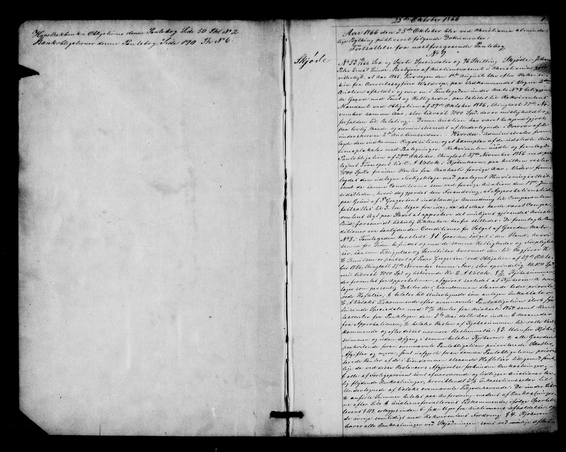 Oslo byskriverembete, SAO/A-10227/G/Gb/Gba/L0040: Mortgage book no. I 40, 1866-1868, p. 1