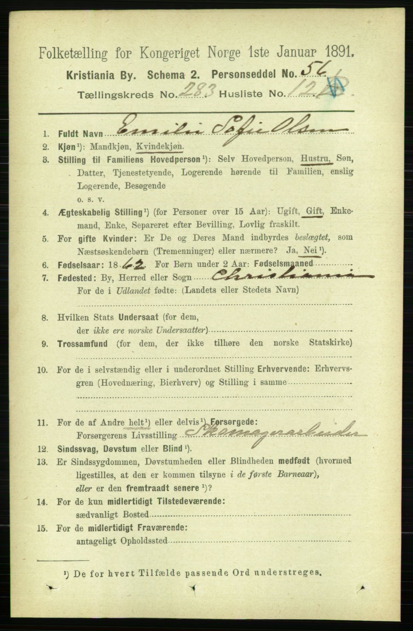 RA, 1891 census for 0301 Kristiania, 1891, p. 173161