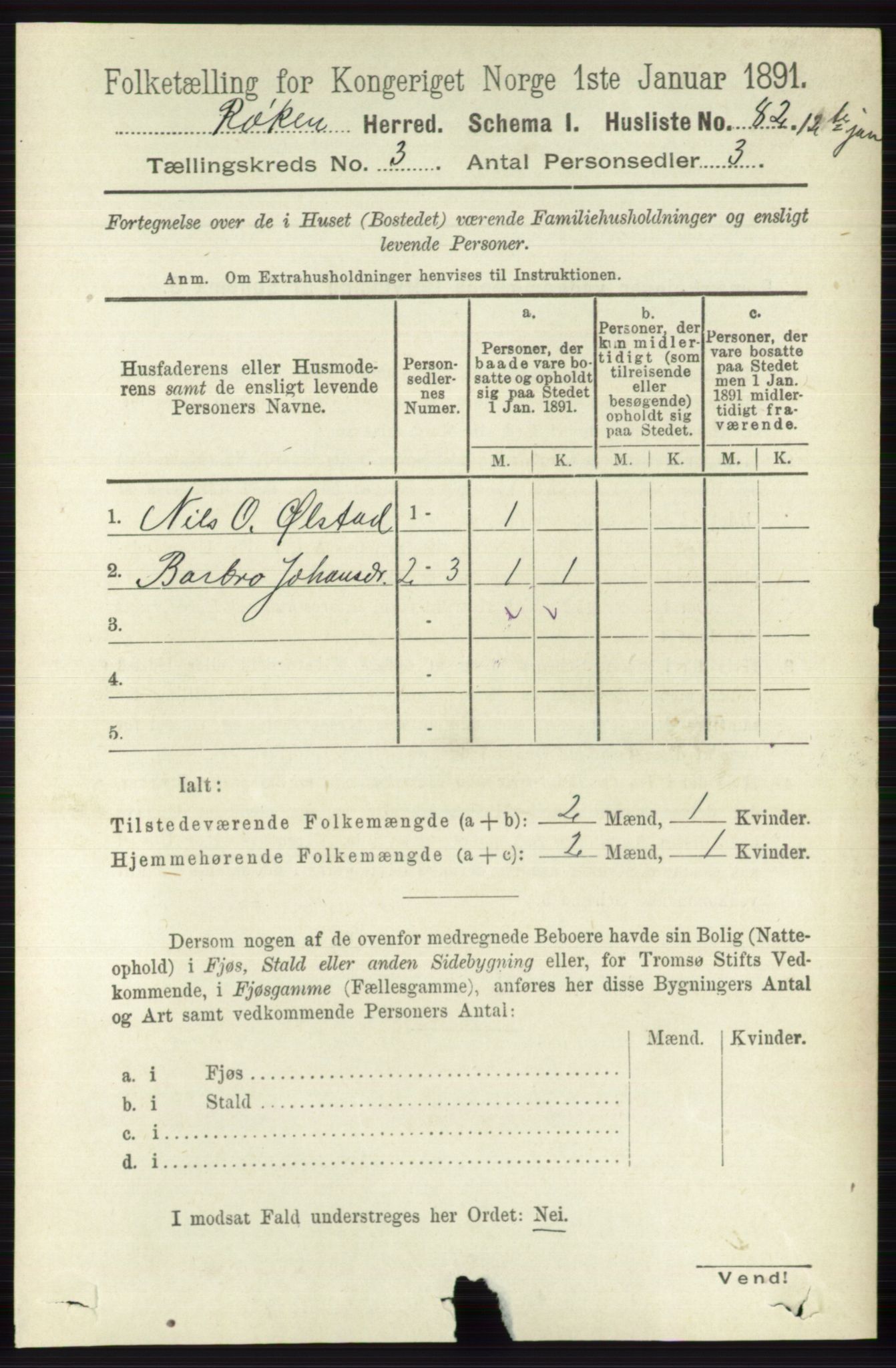 RA, 1891 census for 0627 Røyken, 1891, p. 1192