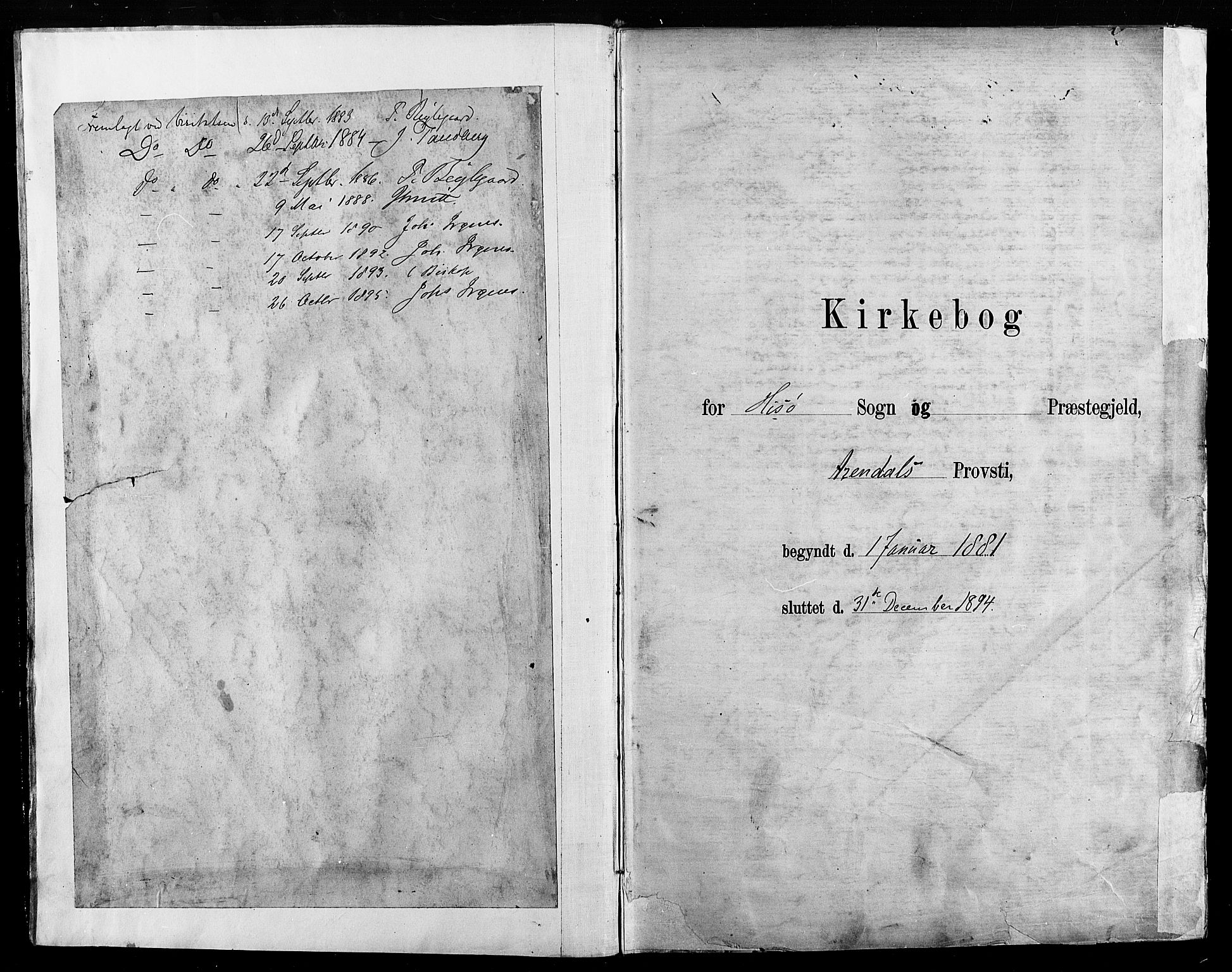 Hisøy sokneprestkontor, SAK/1111-0020/F/Fa/L0003: Parish register (official) no. A 3, 1881-1894