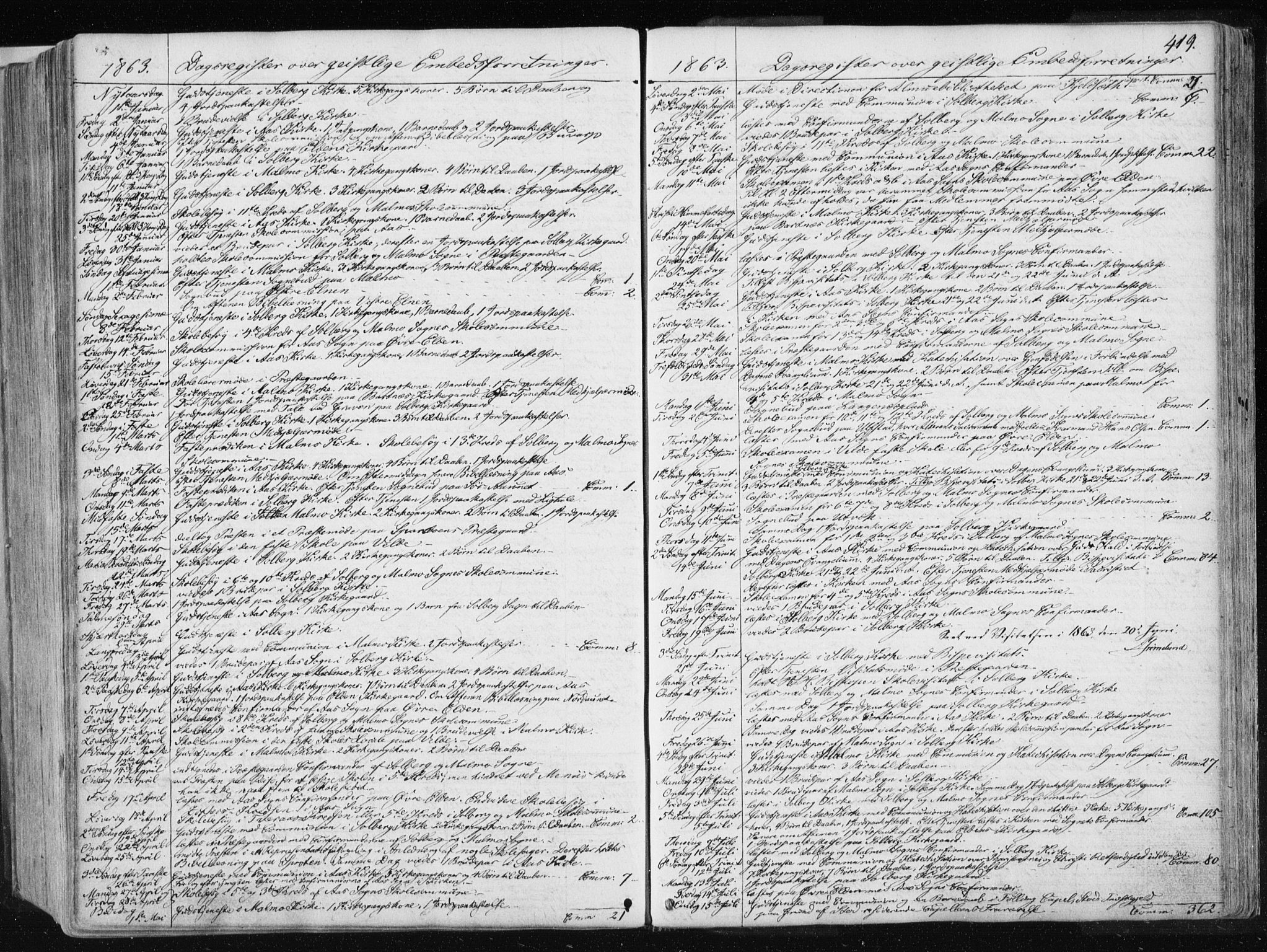 Ministerialprotokoller, klokkerbøker og fødselsregistre - Nord-Trøndelag, SAT/A-1458/741/L0393: Parish register (official) no. 741A07, 1849-1863, p. 419