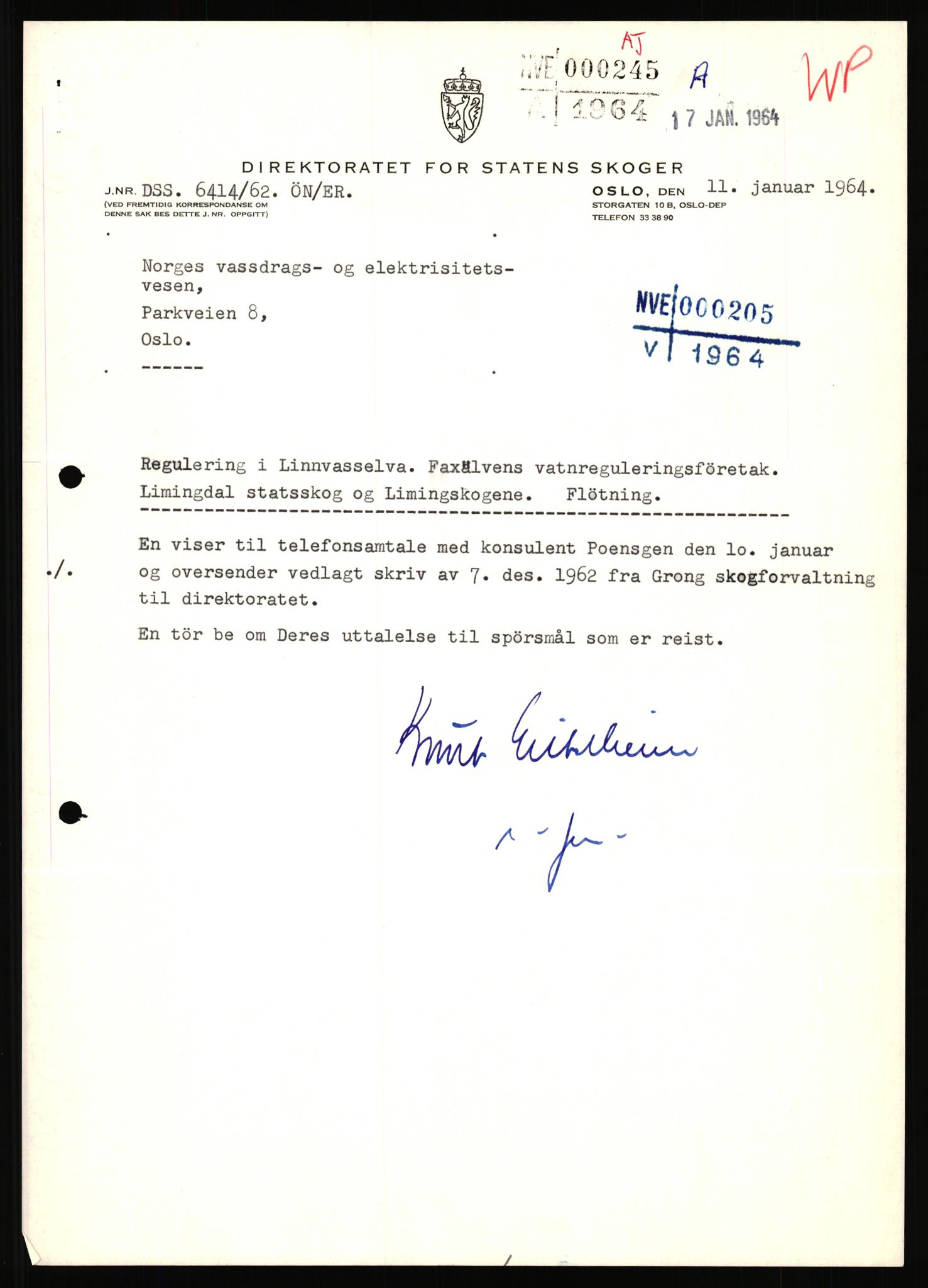 NVE, Administrasjonsdirektoratet 1961-1985, RA/S-6097/D/Dc/Dca/L0088: Limingen / Kvarnbergsvatnet, 1957-1985, p. 334