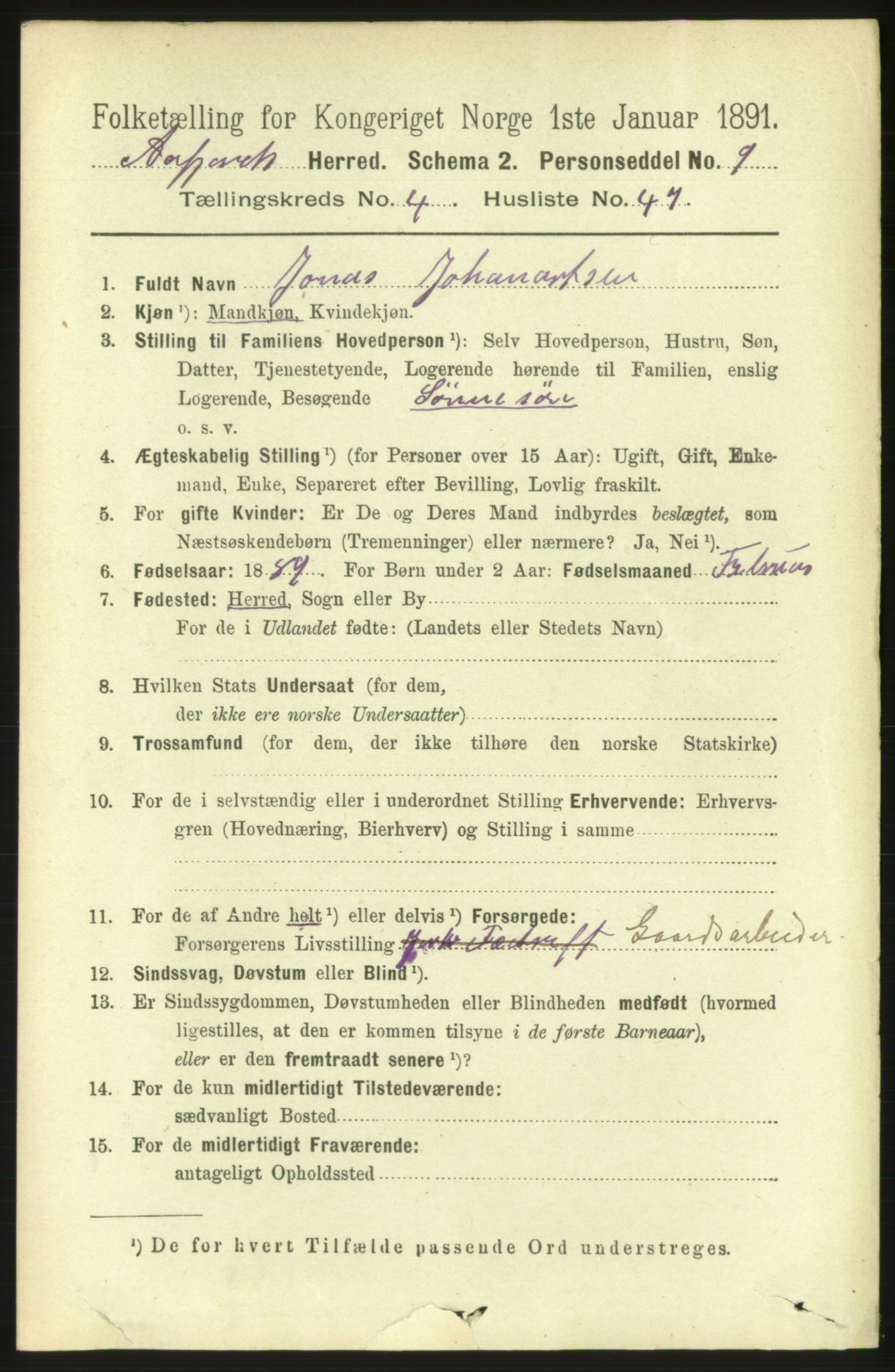 RA, 1891 census for 1630 Åfjord, 1891, p. 1150