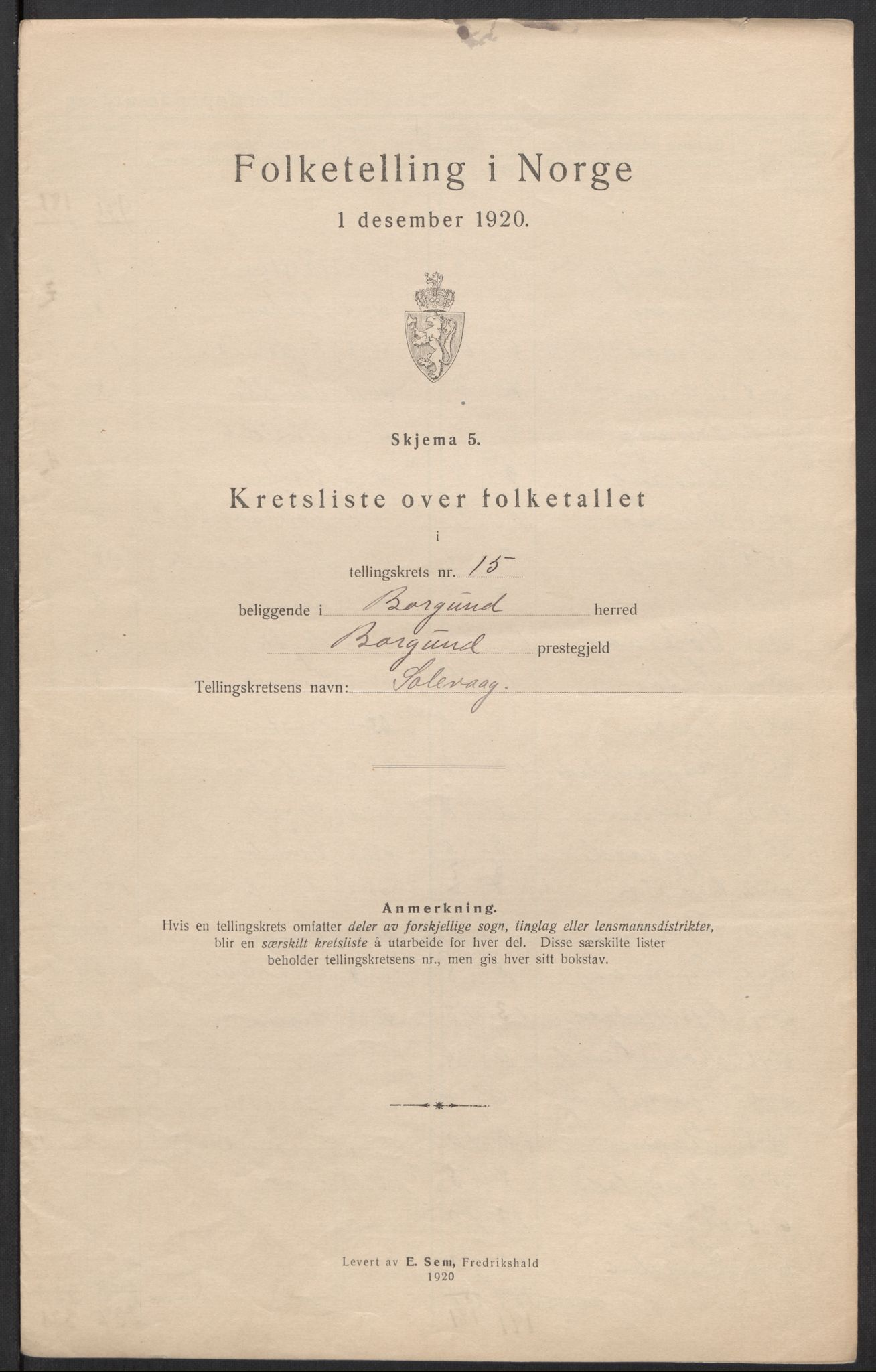 SAT, 1920 census for Borgund, 1920, p. 50