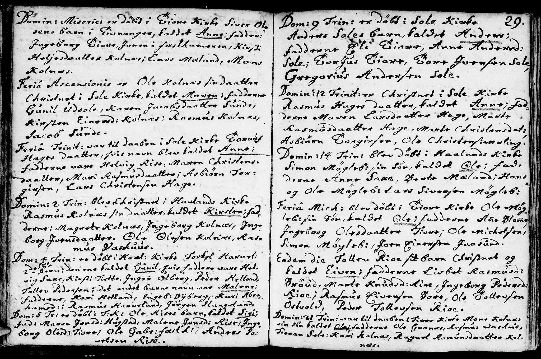 Håland sokneprestkontor, SAST/A-101802/001/30BA/L0002: Parish register (official) no. A 2, 1722-1794, p. 29
