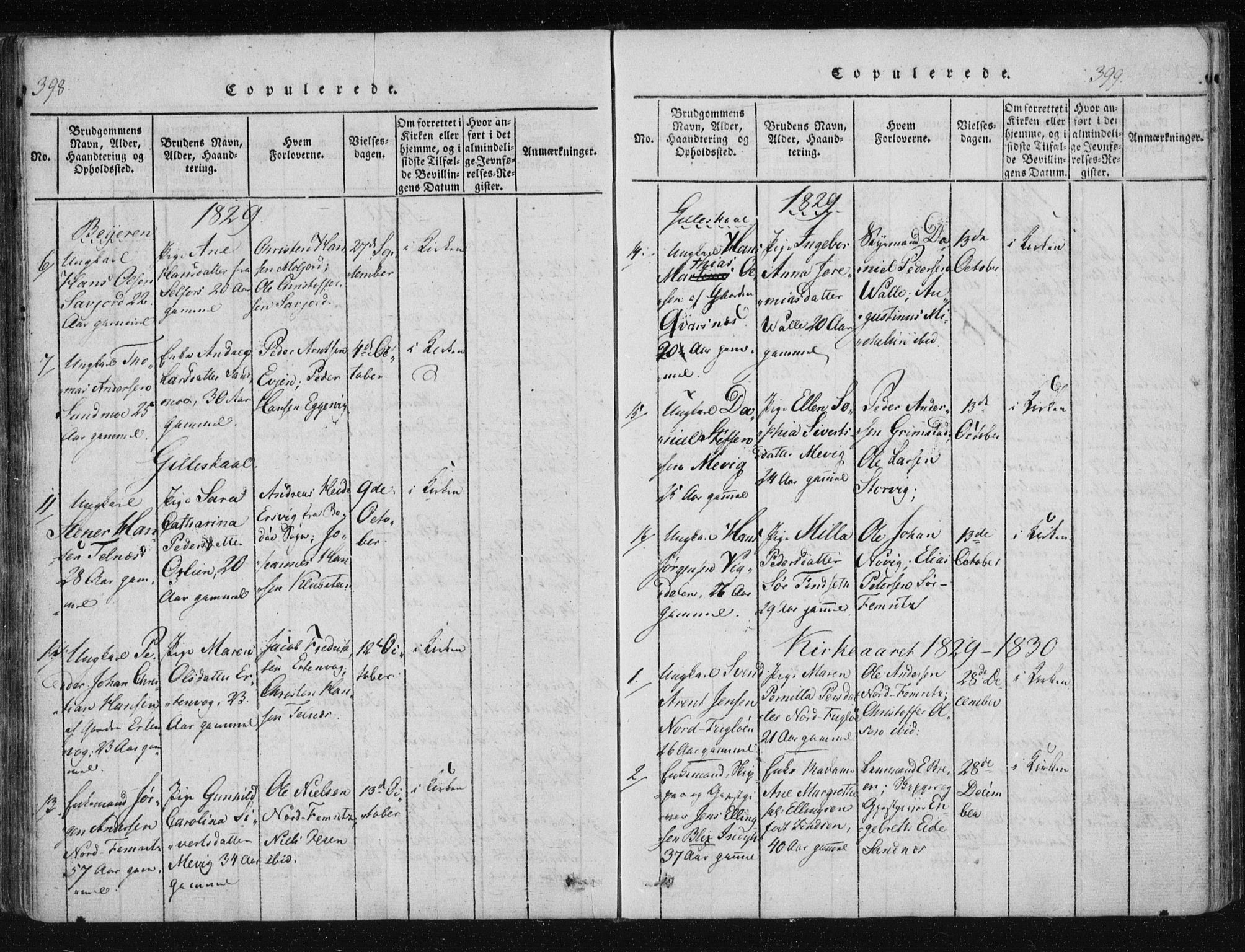 Ministerialprotokoller, klokkerbøker og fødselsregistre - Nordland, SAT/A-1459/805/L0096: Parish register (official) no. 805A03, 1820-1837, p. 398-399