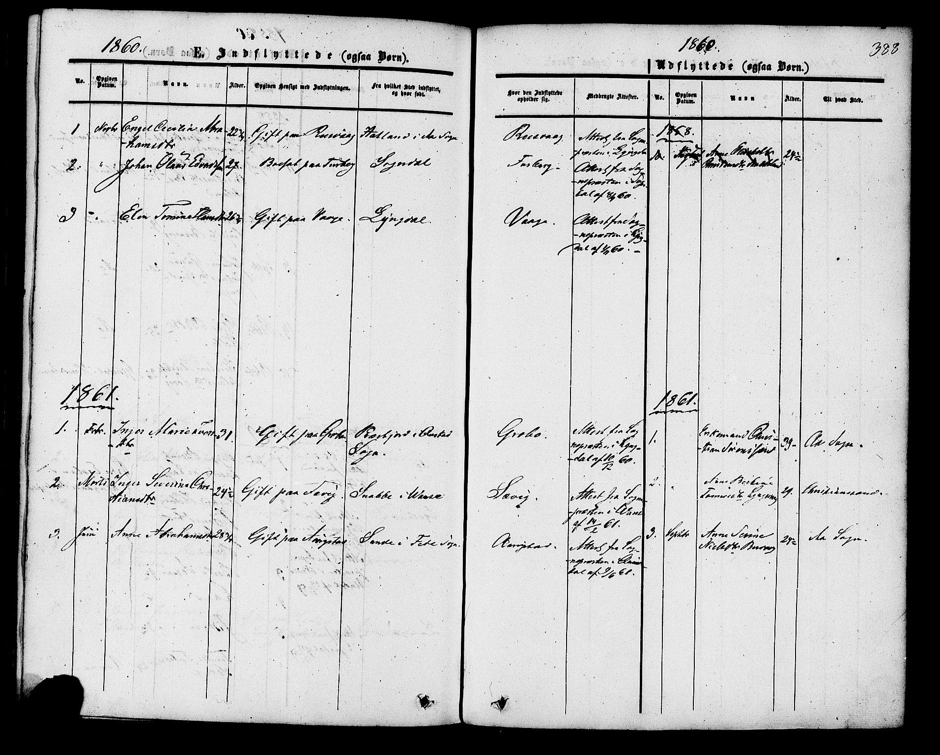 Herad sokneprestkontor, SAK/1111-0018/F/Fa/Fab/L0004: Parish register (official) no. A 4, 1853-1885, p. 388