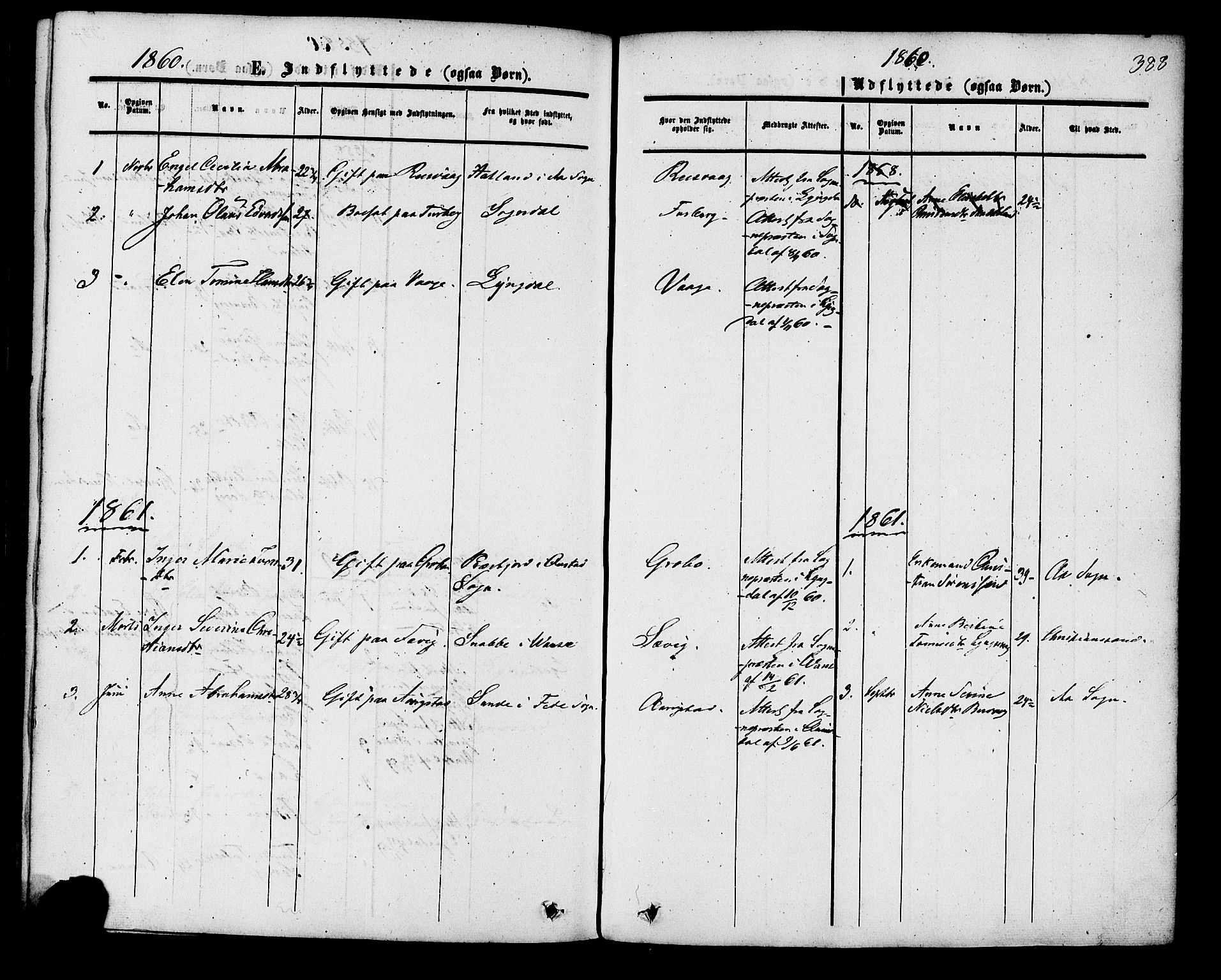 Herad sokneprestkontor, AV/SAK-1111-0018/F/Fa/Fab/L0004: Parish register (official) no. A 4, 1853-1885, p. 388