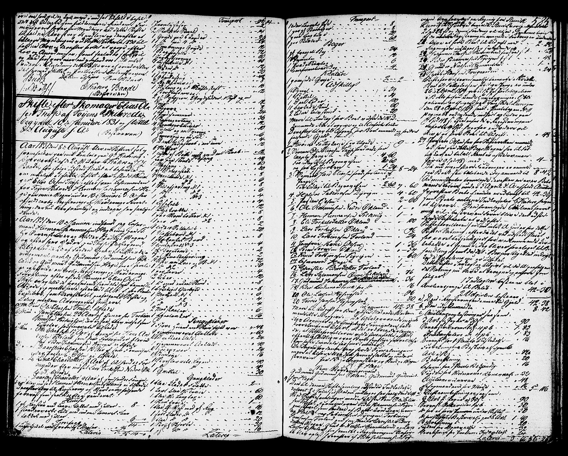 Sunnhordland sorenskrivar, SAB/A-2401/1/H/Ha/Had/L0003: Skifteprotokollar. Føyen, Fjære og Våg. Fol. 365- ut. Register i protokoll., 1828-1834, p. 584b-585a