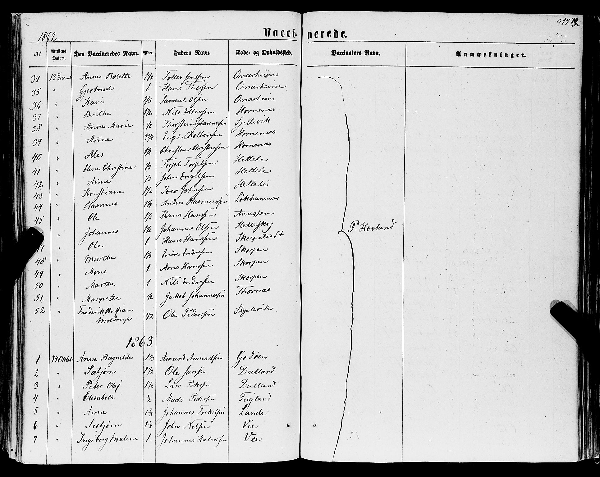 Tysnes sokneprestembete, AV/SAB-A-78601/H/Haa: Parish register (official) no. A 11, 1860-1871, p. 394