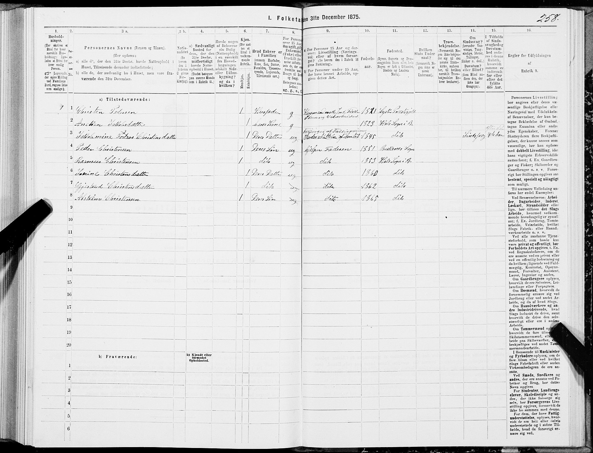 SAT, 1875 census for 1860P Buksnes, 1875, p. 2258