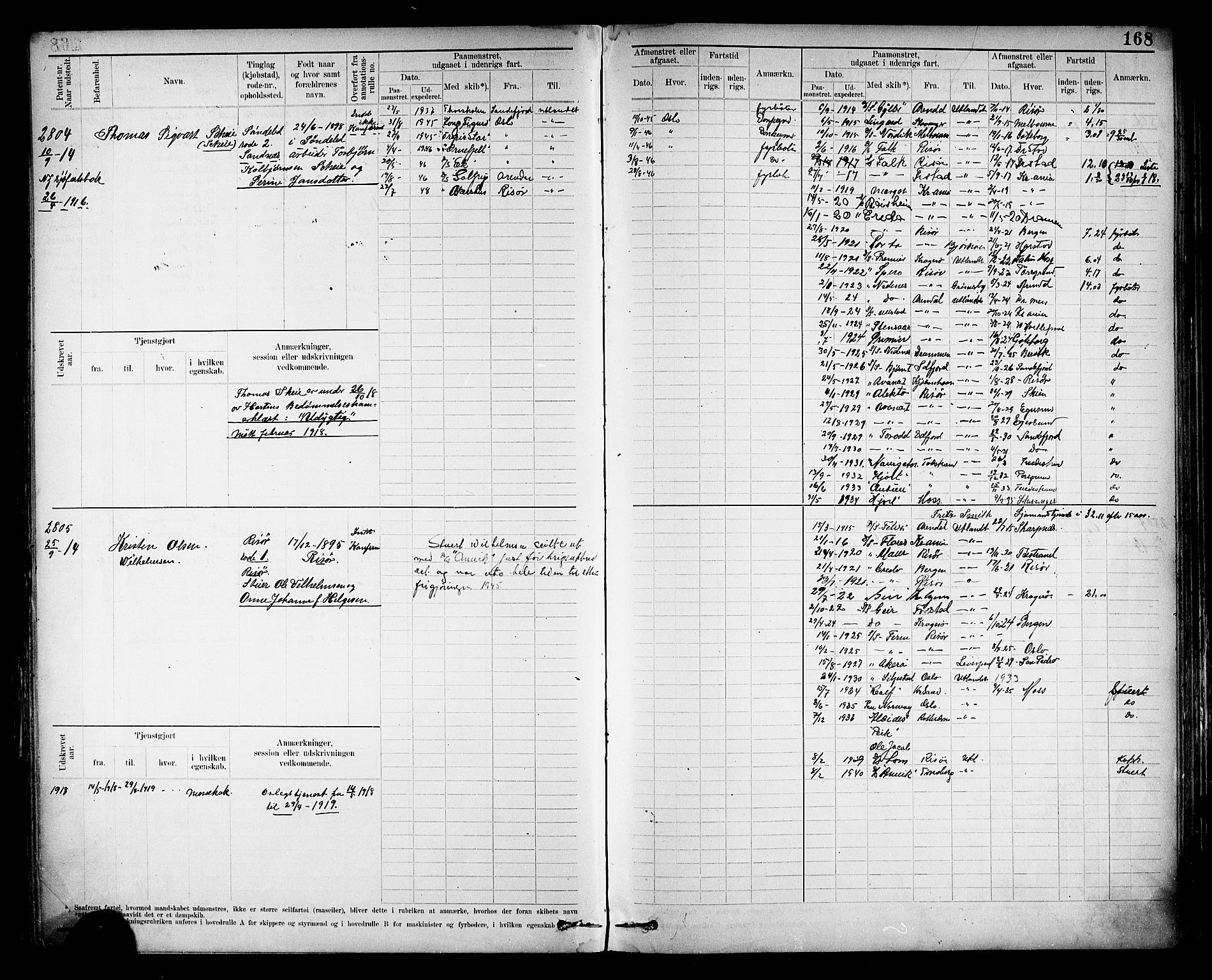 Risør mønstringskrets, AV/SAK-2031-0010/F/Fb/L0013: Hovedrulle nr 2475-3063, T-12, 1904-1928, p. 181