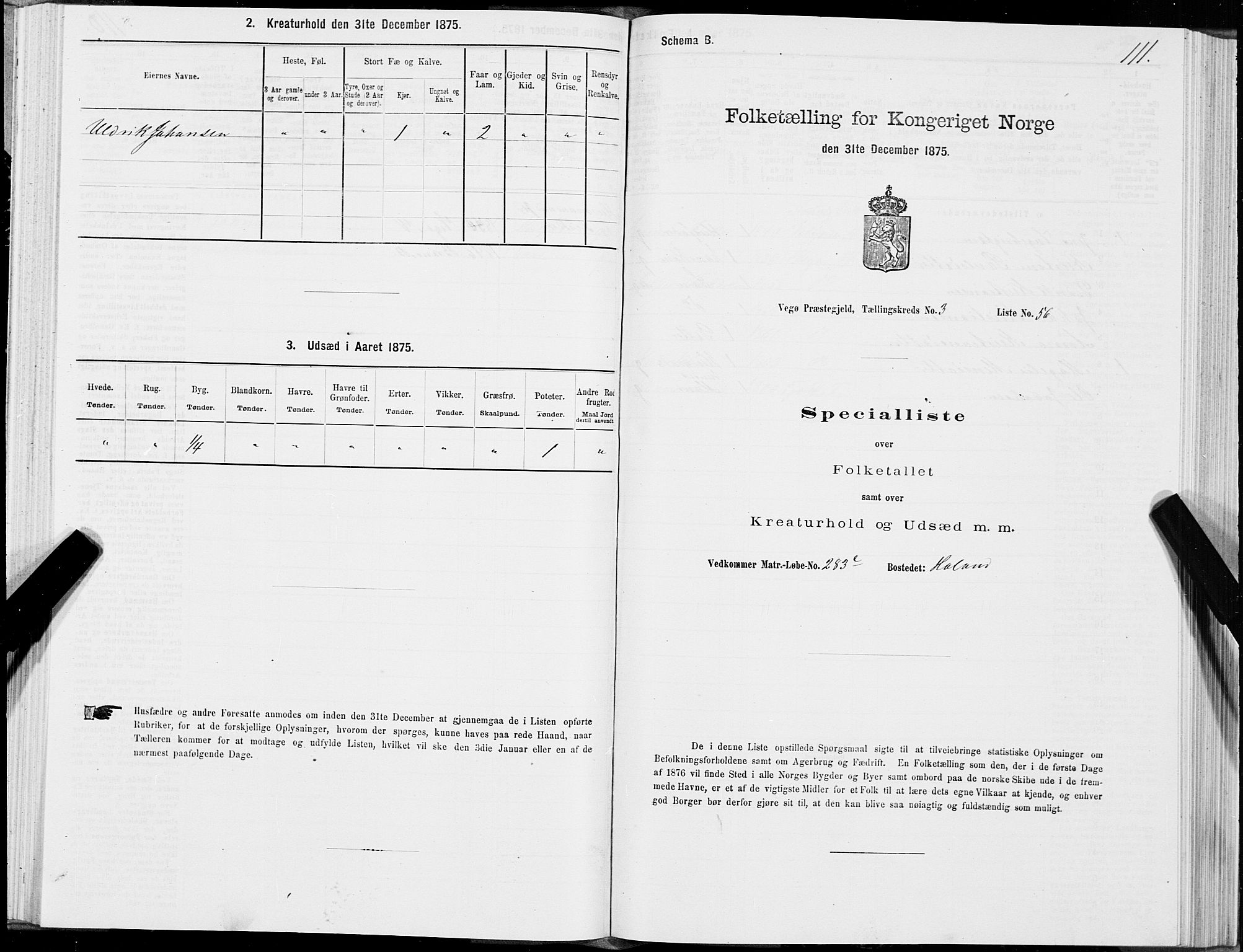 SAT, 1875 census for 1815P Vega, 1875, p. 2111