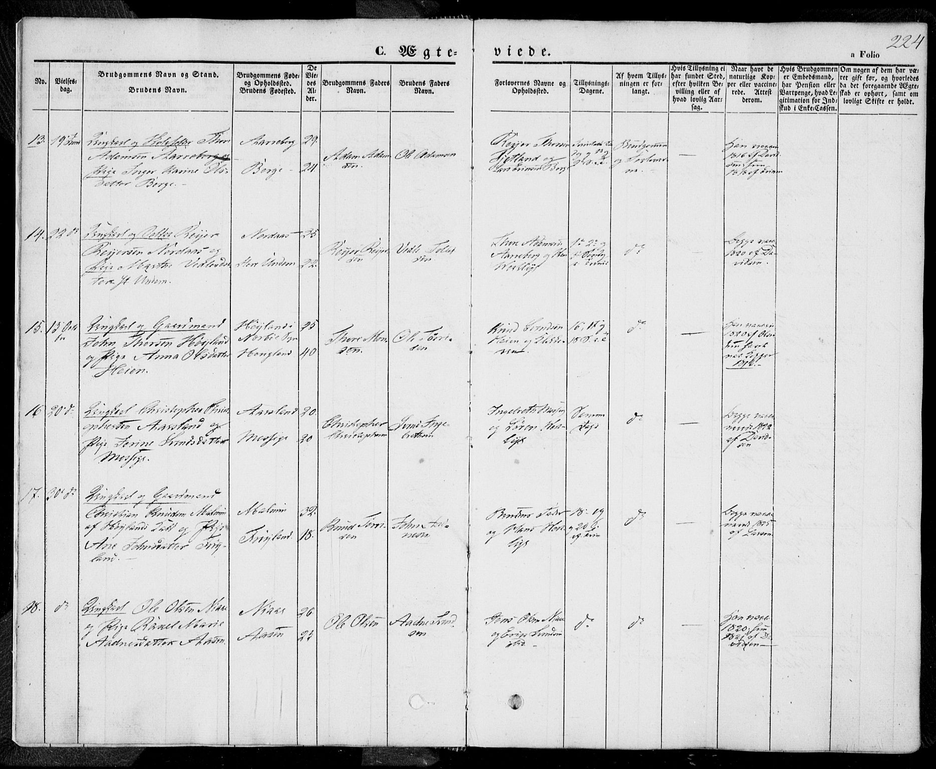 Lye sokneprestkontor, AV/SAST-A-101794/001/30BA/L0006: Parish register (official) no. A 5.2, 1842-1855, p. 224