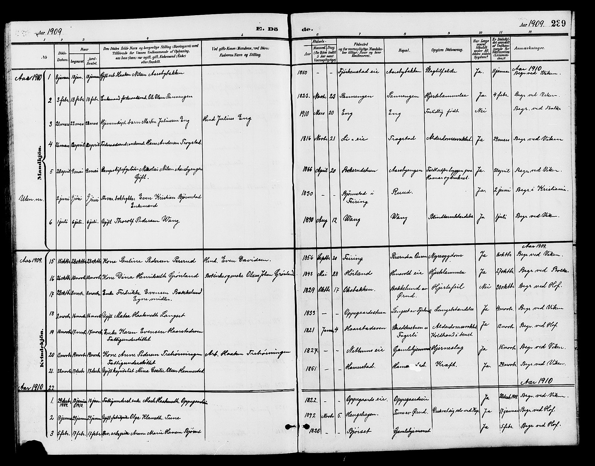 Østre Toten prestekontor, AV/SAH-PREST-104/H/Ha/Hab/L0007: Parish register (copy) no. 7, 1901-1912, p. 239