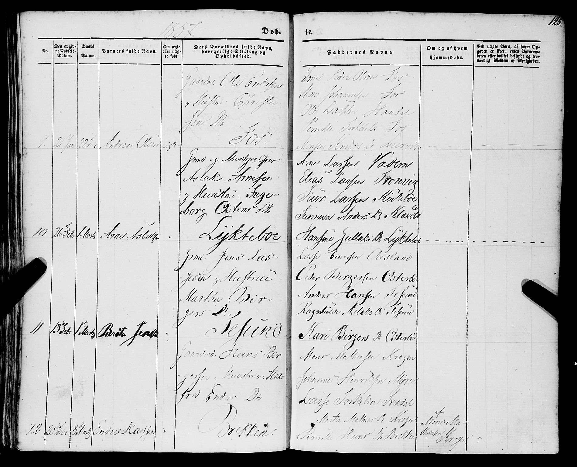 Lavik sokneprestembete, AV/SAB-A-80901: Parish register (official) no. A 3, 1843-1863, p. 125