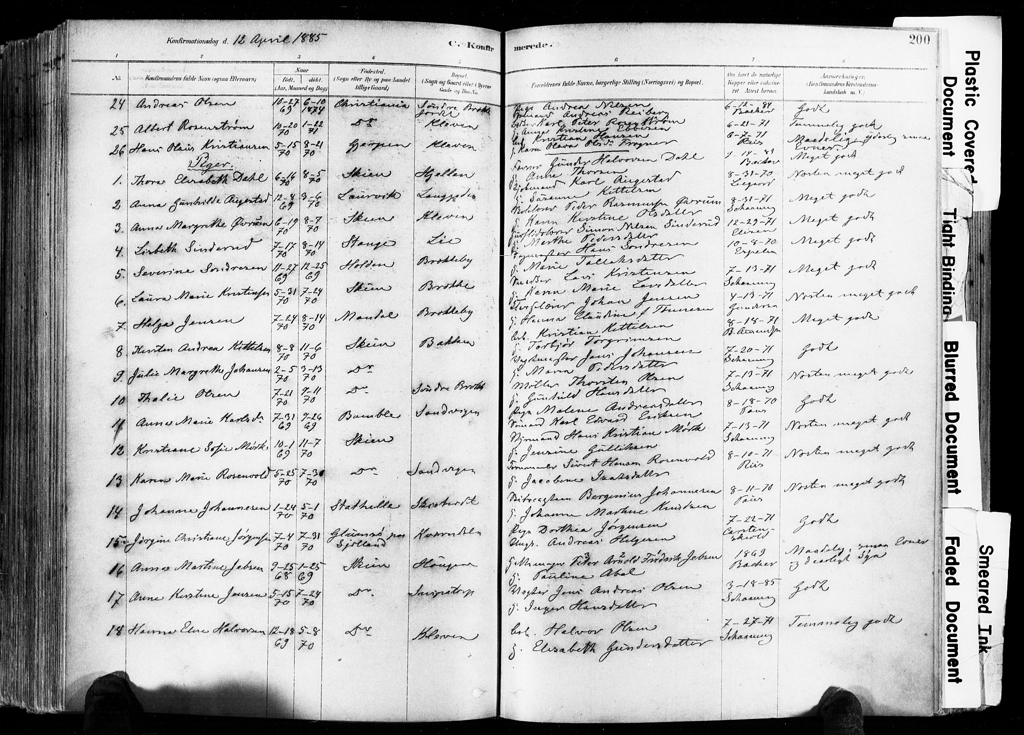 Skien kirkebøker, SAKO/A-302/F/Fa/L0009: Parish register (official) no. 9, 1878-1890, p. 200