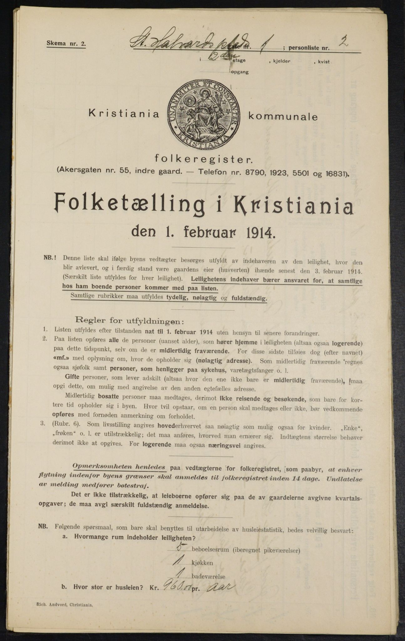 OBA, Municipal Census 1914 for Kristiania, 1914, p. 87744