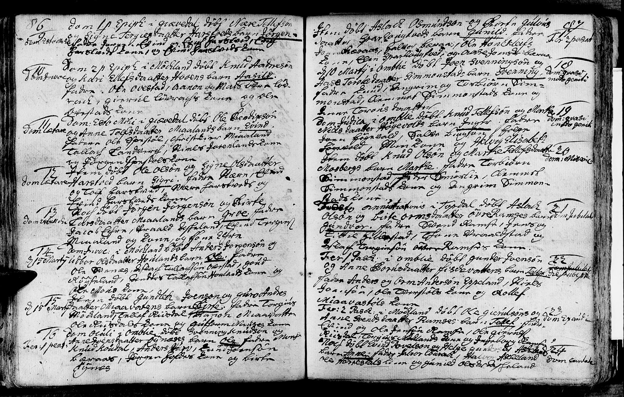 Åmli sokneprestkontor, AV/SAK-1111-0050/F/Fa/Fac/L0003: Parish register (official) no. A 3, 1756-1775, p. 86-87