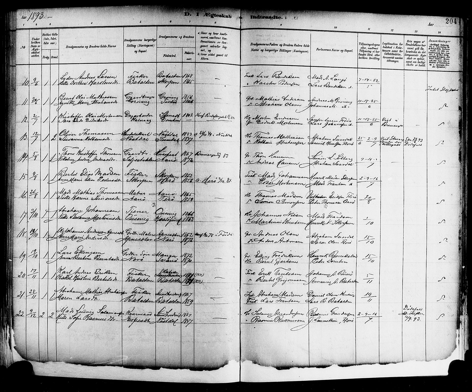 Kinn sokneprestembete, AV/SAB-A-80801/H/Hab/Haba/L0002: Parish register (copy) no. A 2, 1882-1906, p. 204