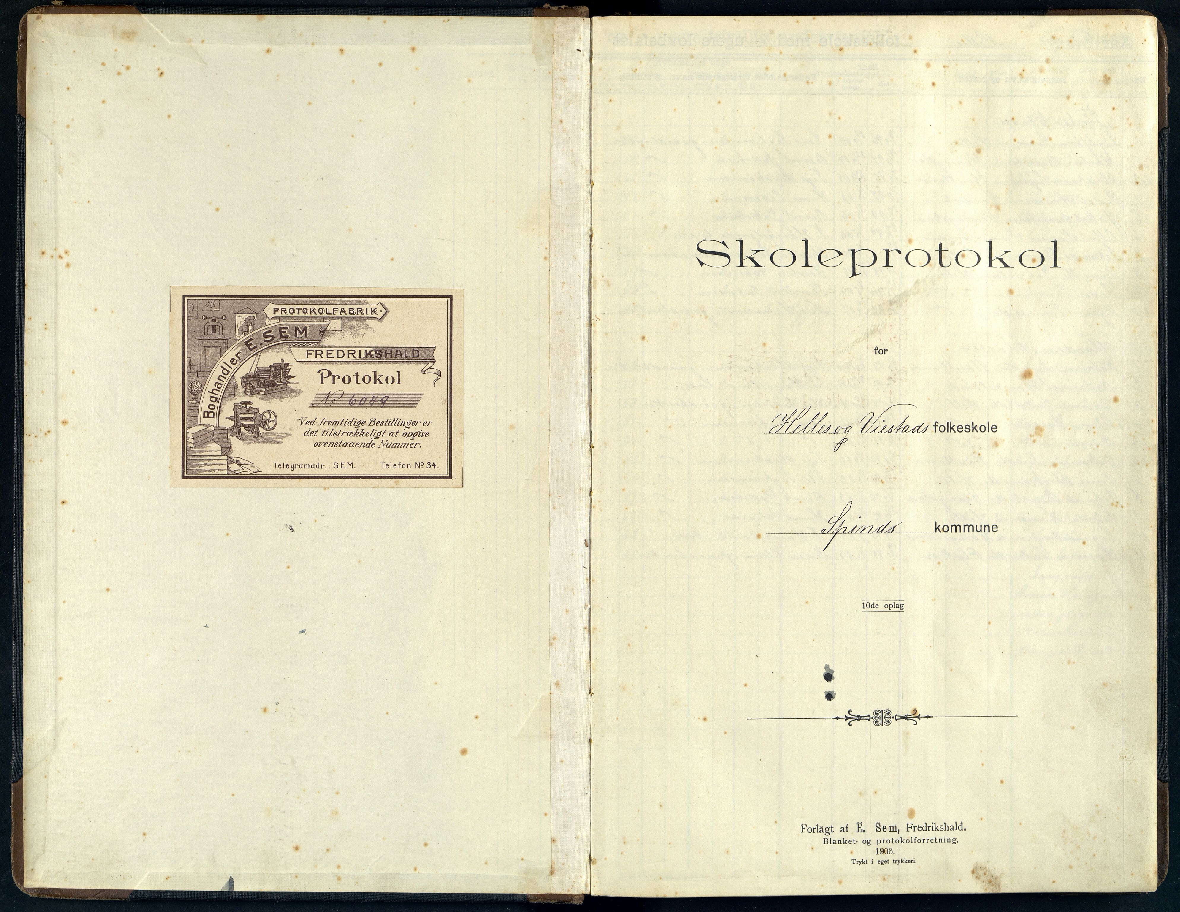 Spind kommune - Helle Folkeskole, ARKSOR/1003SP551/H/L0002: Skoleprotokoll, Helle folkeskole, 1906-1930