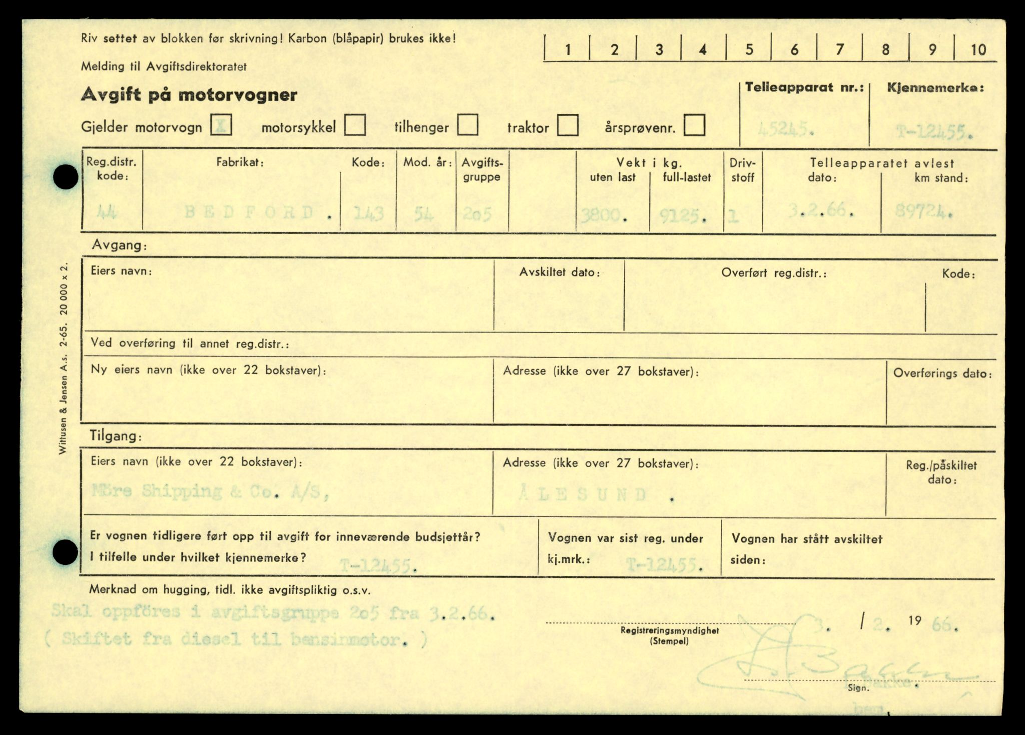 Møre og Romsdal vegkontor - Ålesund trafikkstasjon, AV/SAT-A-4099/F/Fe/L0033: Registreringskort for kjøretøy T 12151 - T 12474, 1927-1998, p. 3415