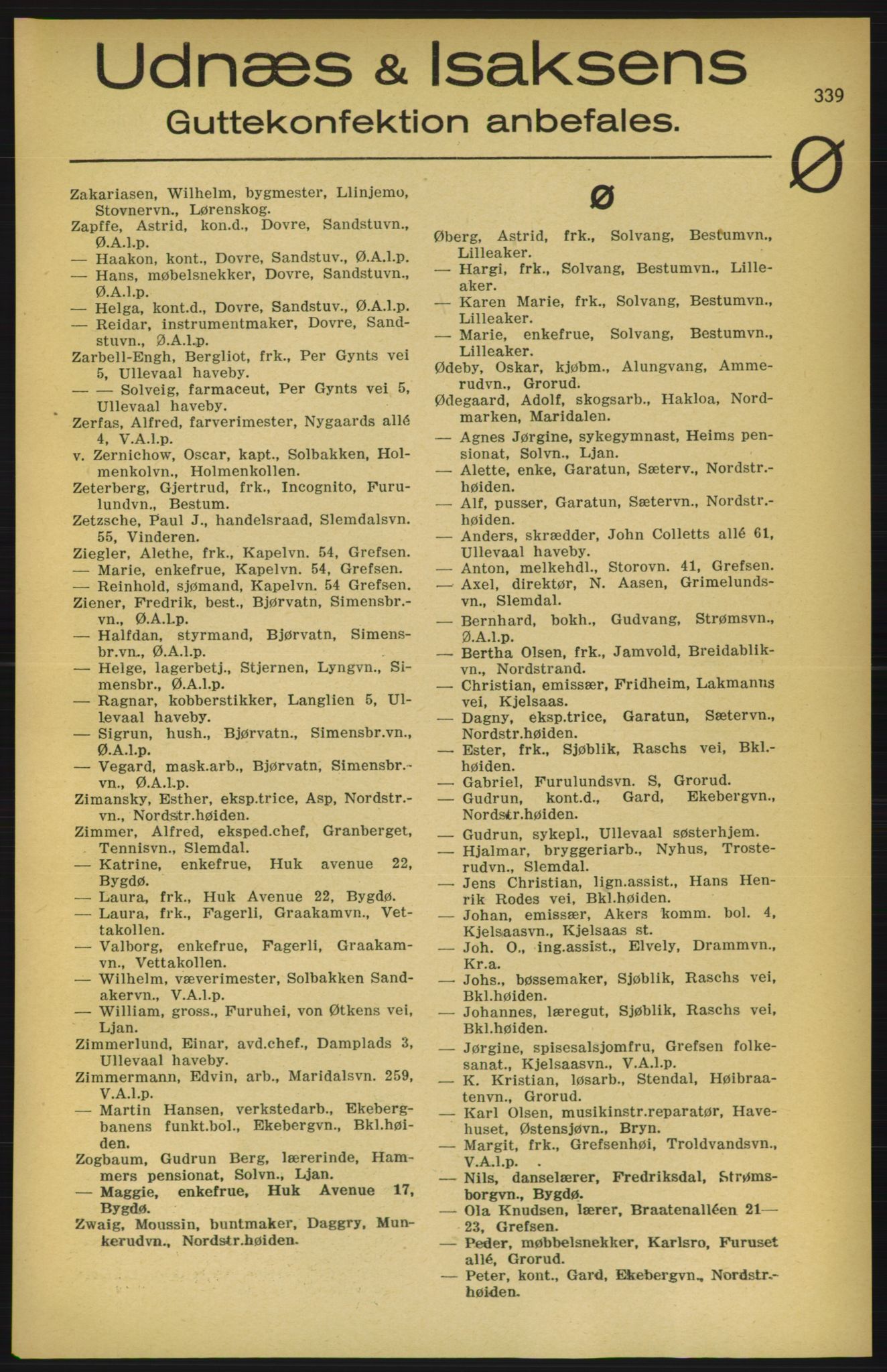 Aker adressebok/adressekalender, PUBL/001/A/003: Akers adressekalender, 1924-1925, p. 339