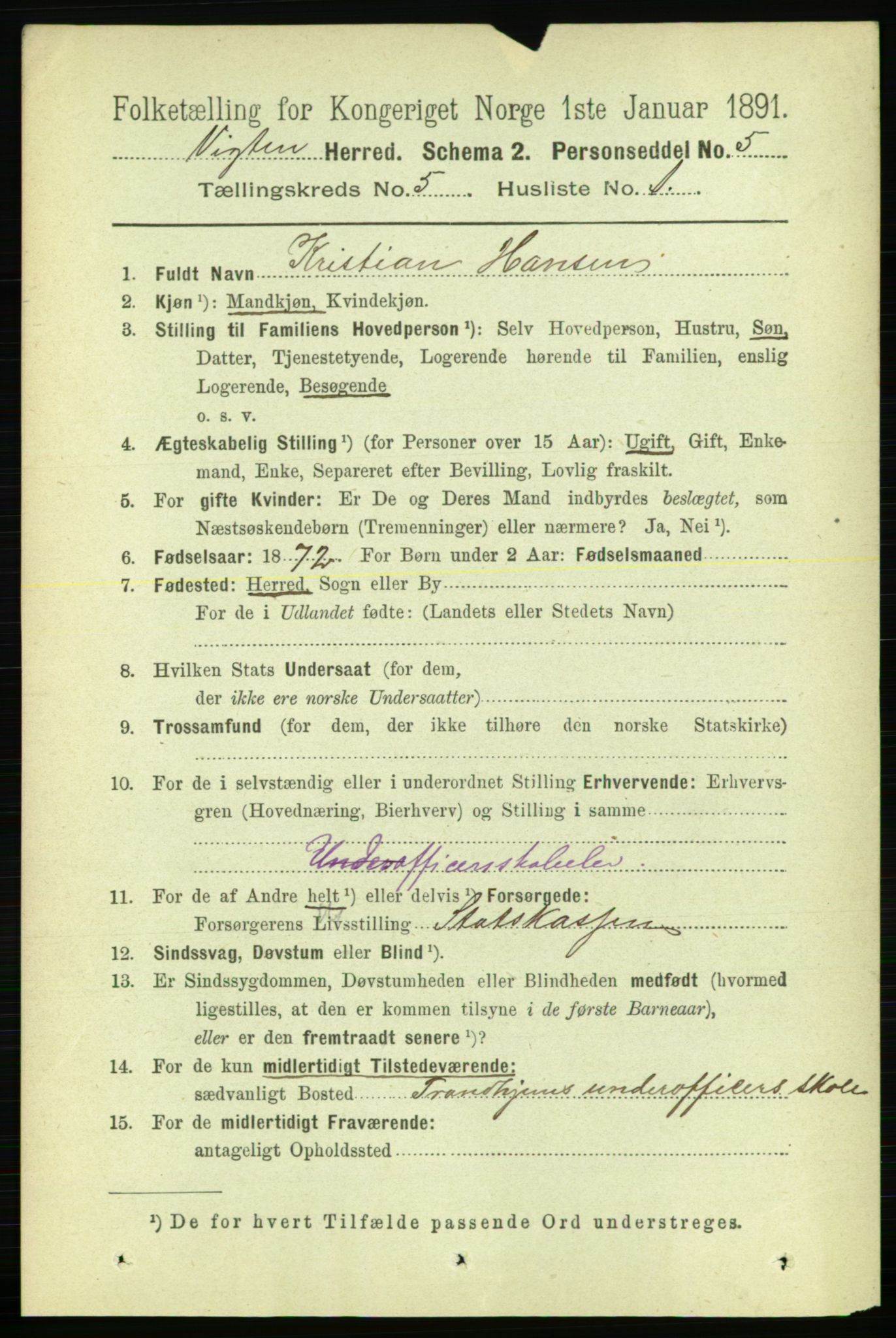 RA, 1891 census for 1750 Vikna, 1891, p. 2846