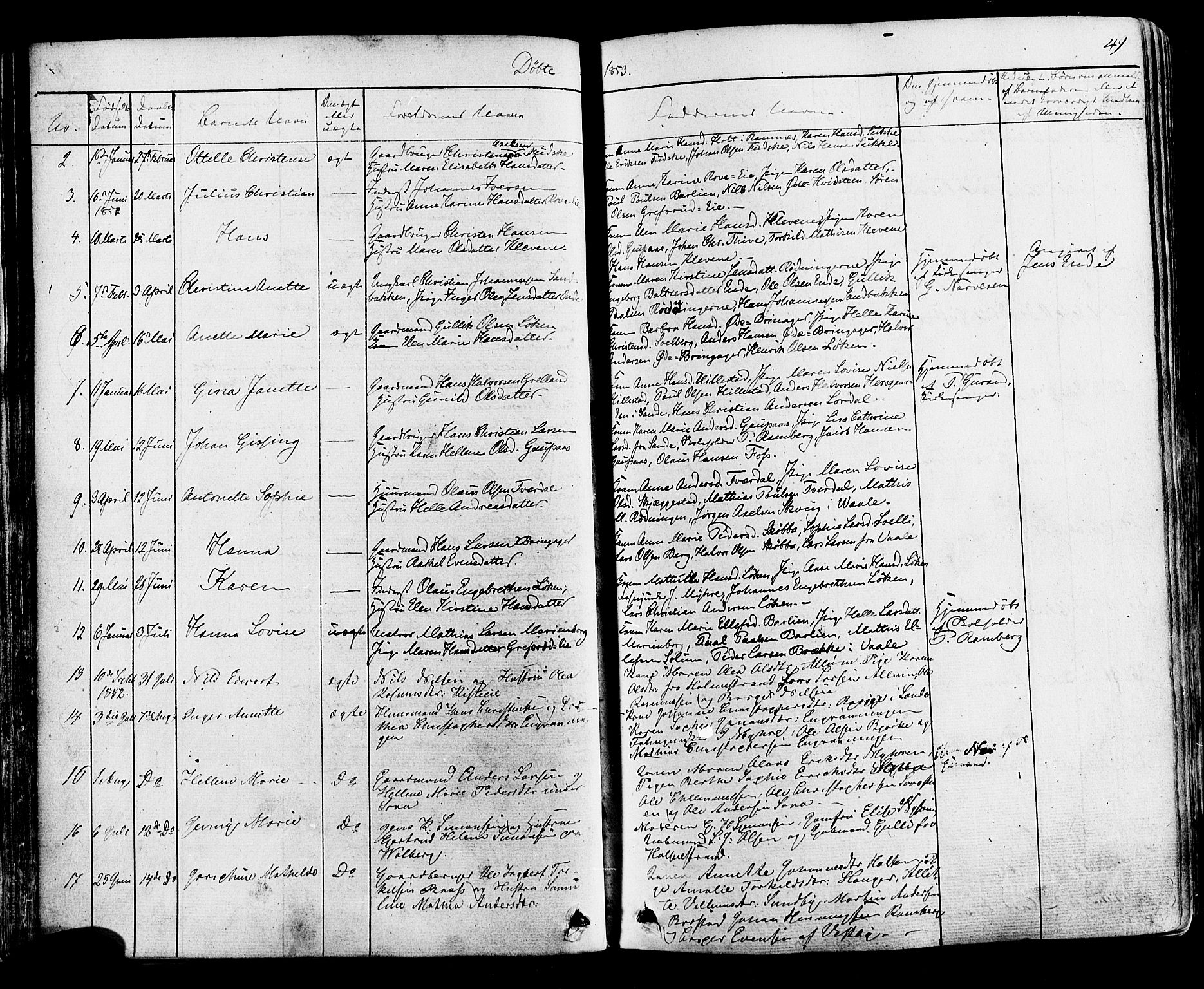 Botne kirkebøker, SAKO/A-340/F/Fa/L0006: Parish register (official) no. I 6, 1836-1877, p. 49