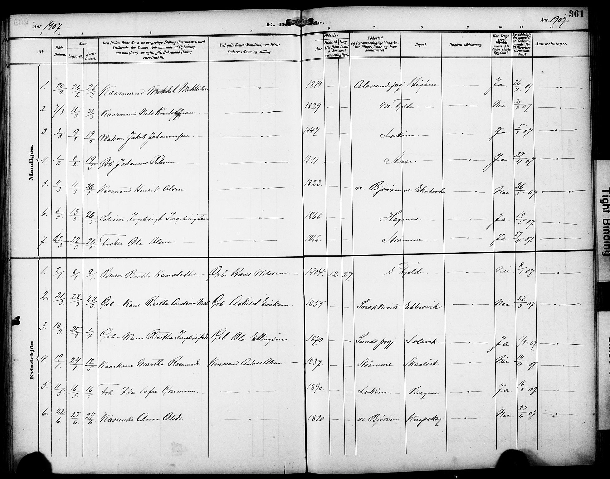 Fjell sokneprestembete, AV/SAB-A-75301/H/Hab: Parish register (copy) no. A 5, 1899-1918, p. 361