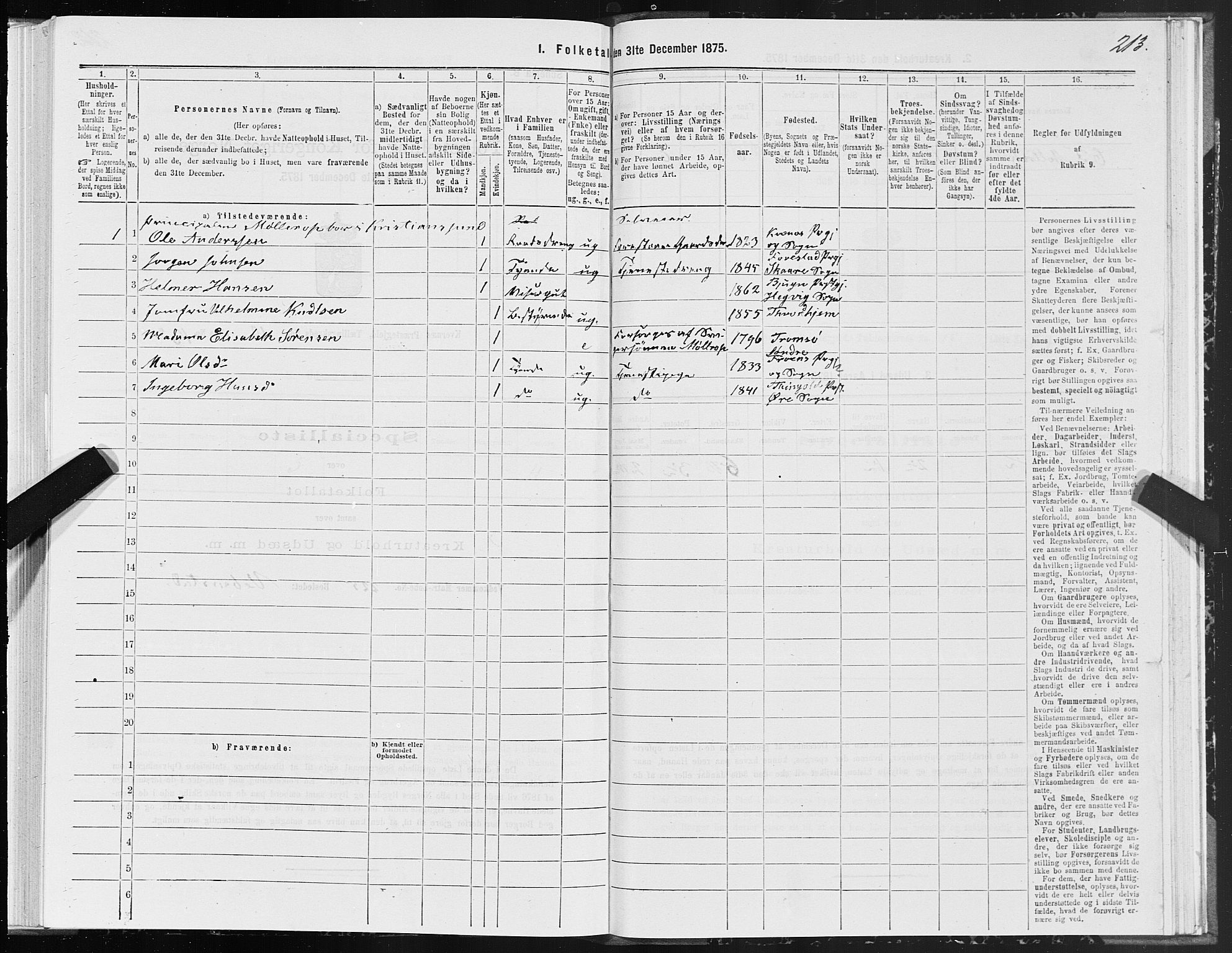 SAT, 1875 census for 1553P Kvernes, 1875, p. 5213