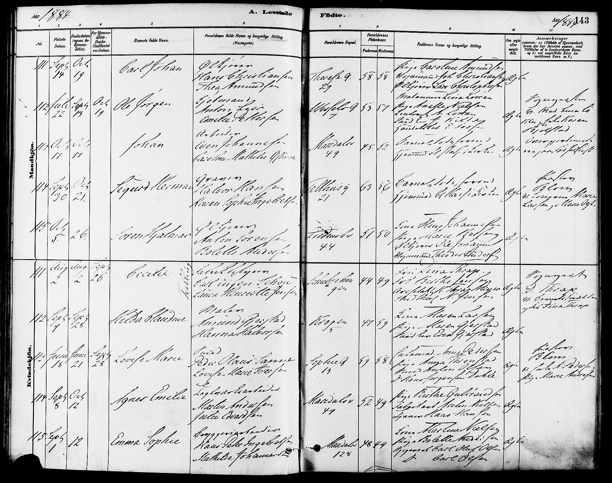 Gamle Aker prestekontor Kirkebøker, AV/SAO-A-10617a/F/L0006: Parish register (official) no. 6, 1880-1887, p. 143