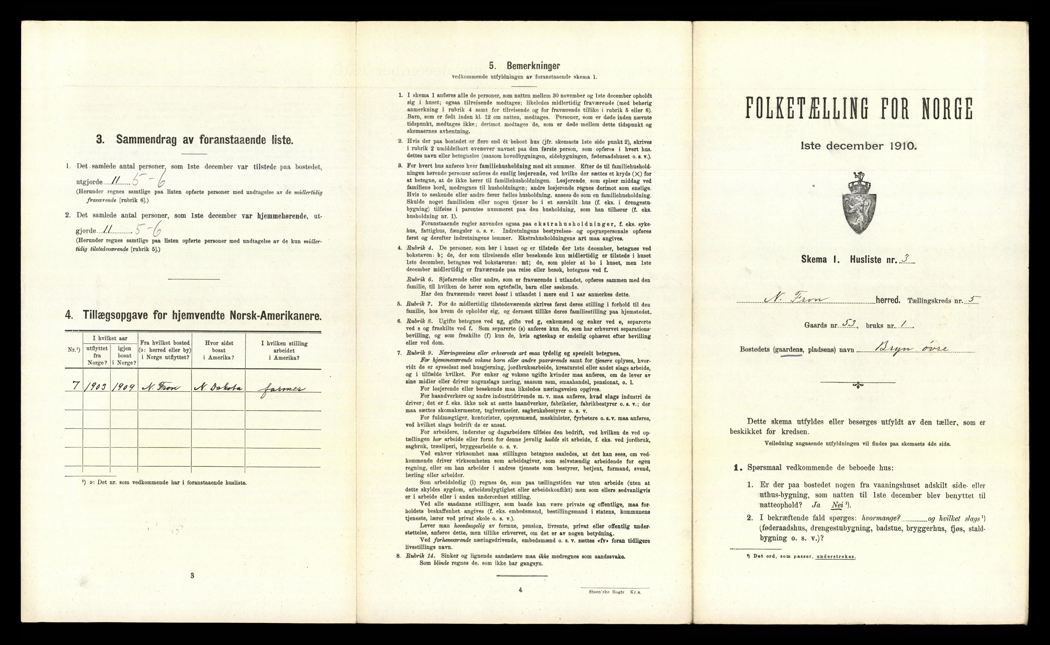 RA, 1910 census for Nord-Fron, 1910, p. 574