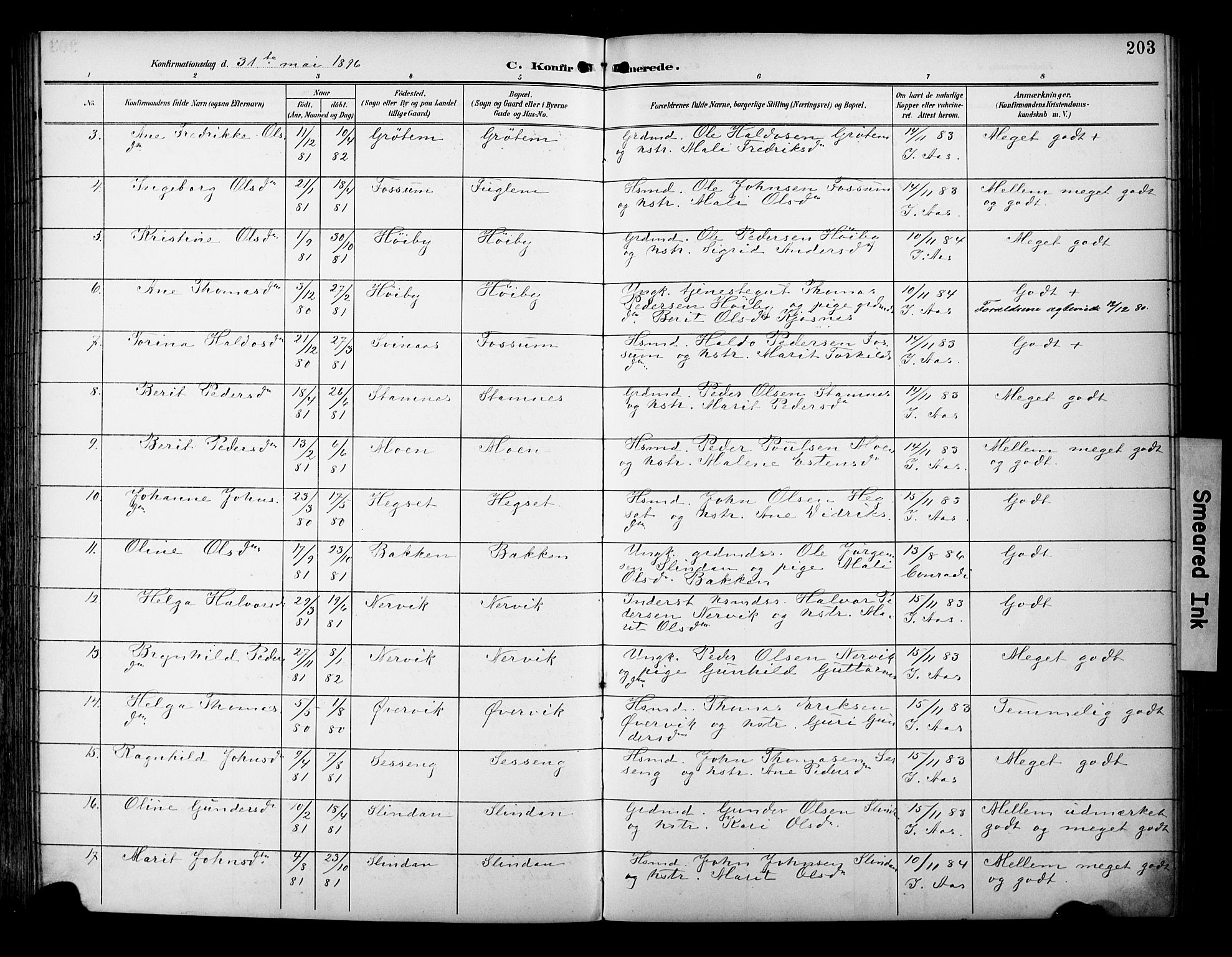 Ministerialprotokoller, klokkerbøker og fødselsregistre - Sør-Trøndelag, AV/SAT-A-1456/695/L1149: Parish register (official) no. 695A09, 1891-1902, p. 203