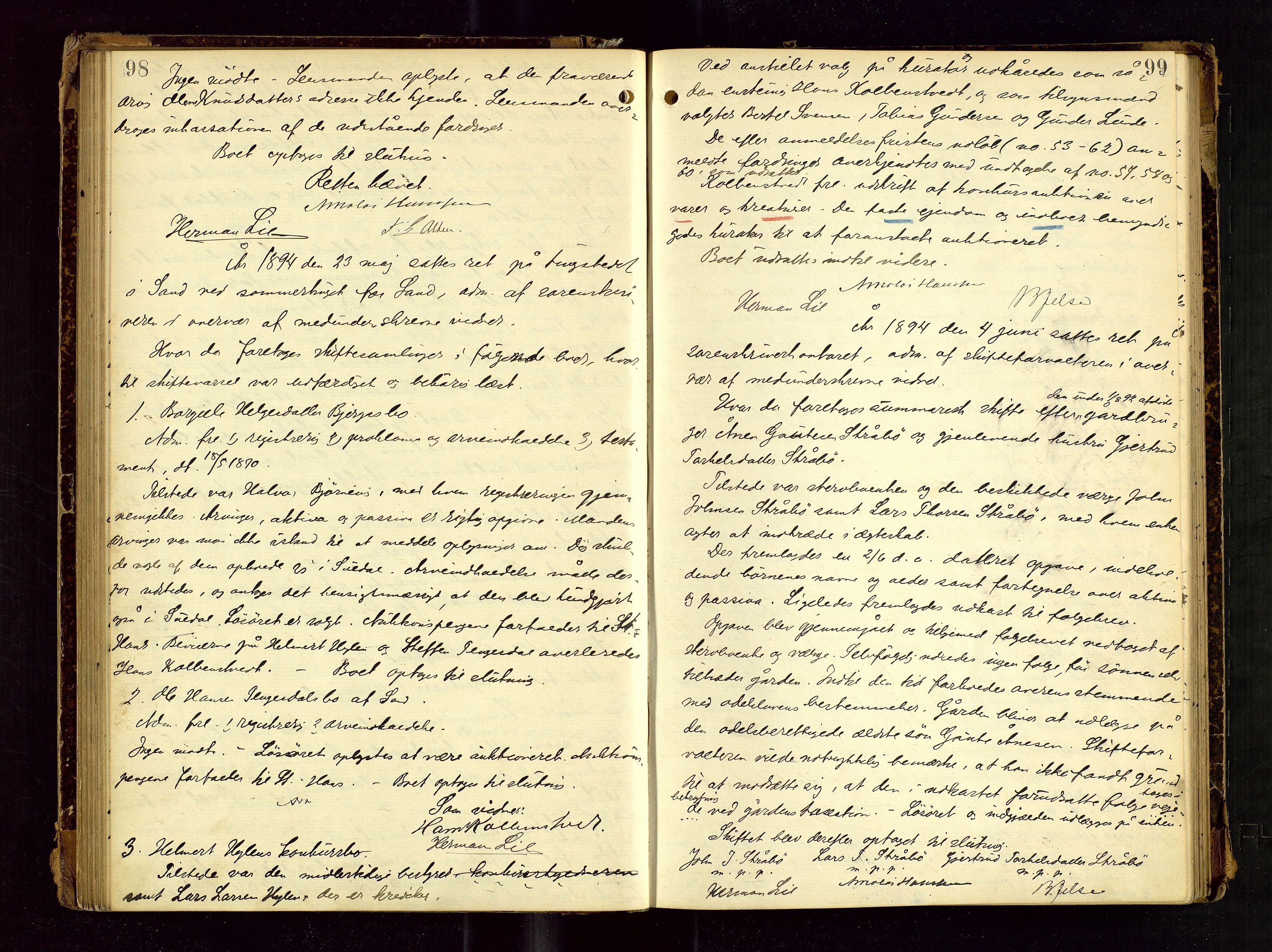 Ryfylke tingrett, AV/SAST-A-100055/001/IV/IVF/L0006: Skifteforhandlingsprotokoll A 6, 1892-1897, p. 98-99