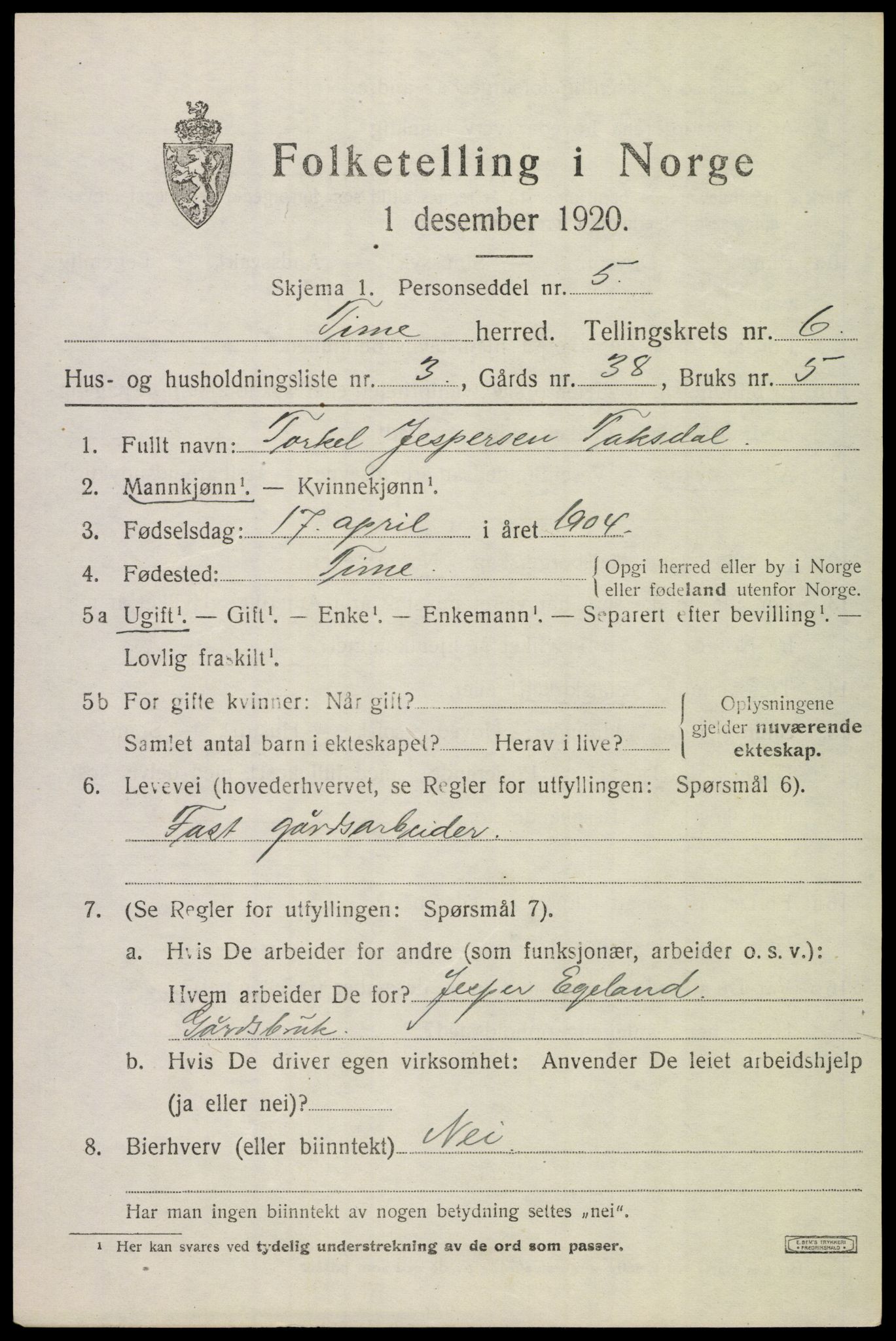 SAST, 1920 census for Time, 1920, p. 7001